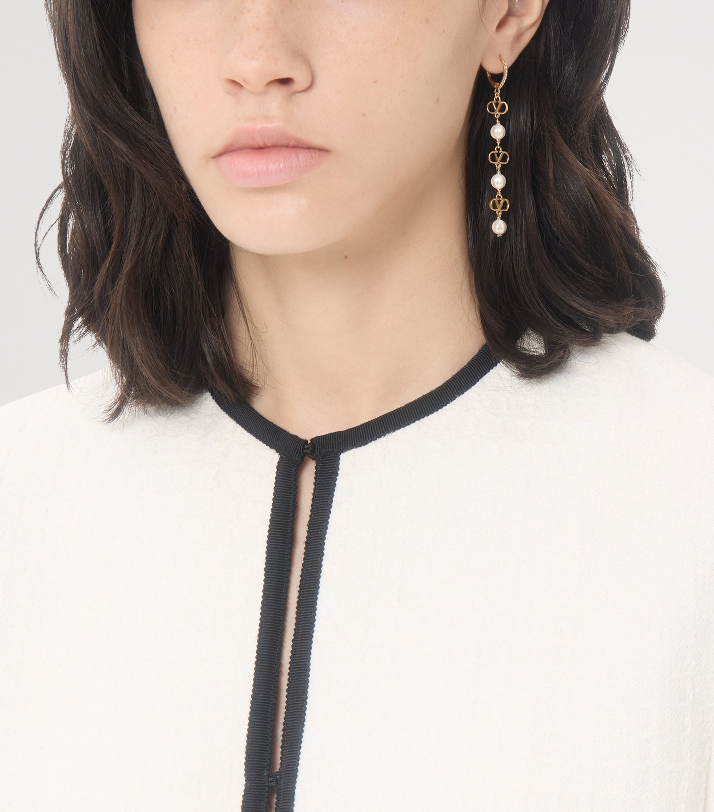 Valentino Garavani Faux Pearl VLogo Signature Drop Earrings Cnp Image 2