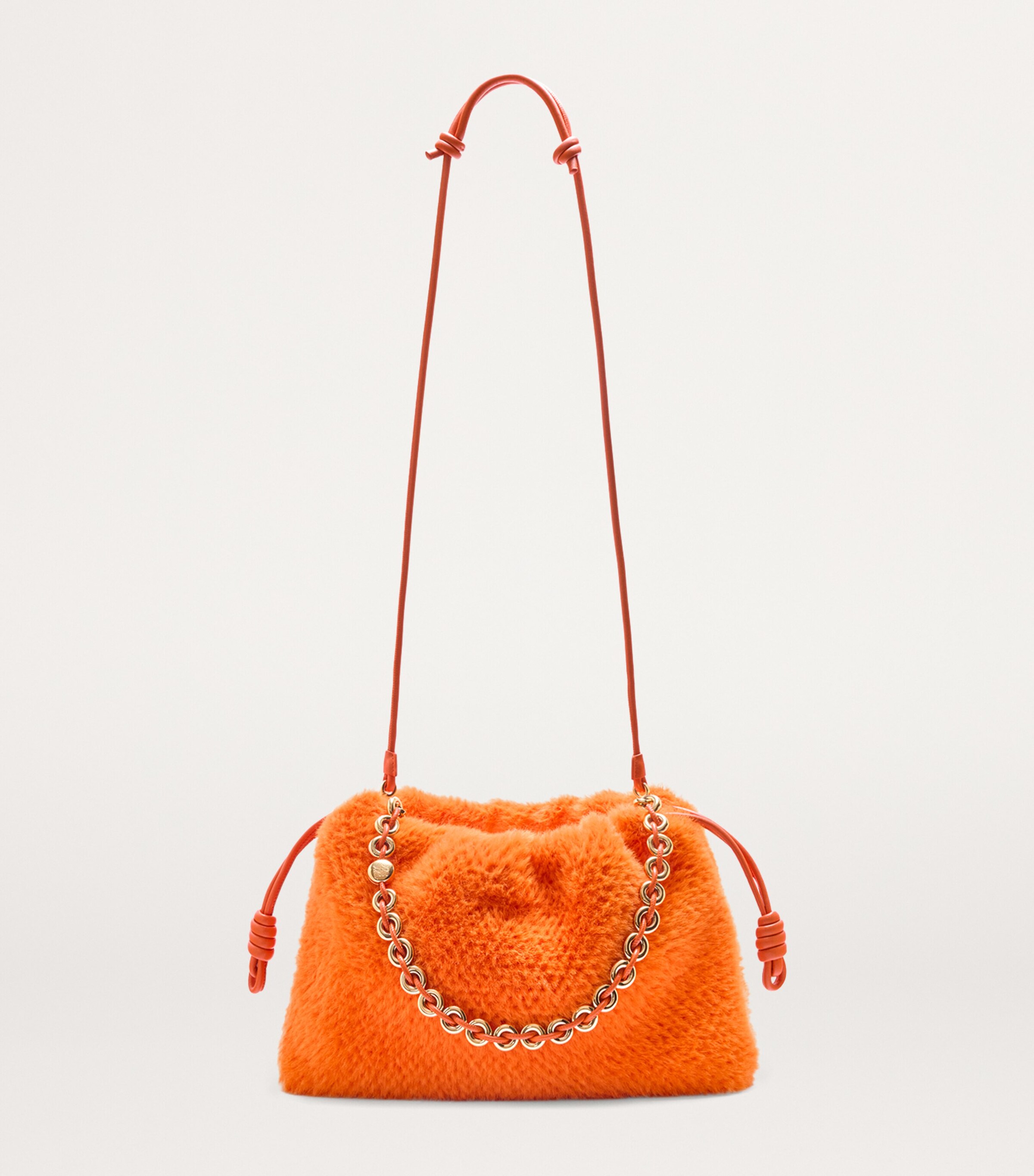 LOEWE Large Fluffy Flamenco Clutch Bag Vivid Orange Image 7
