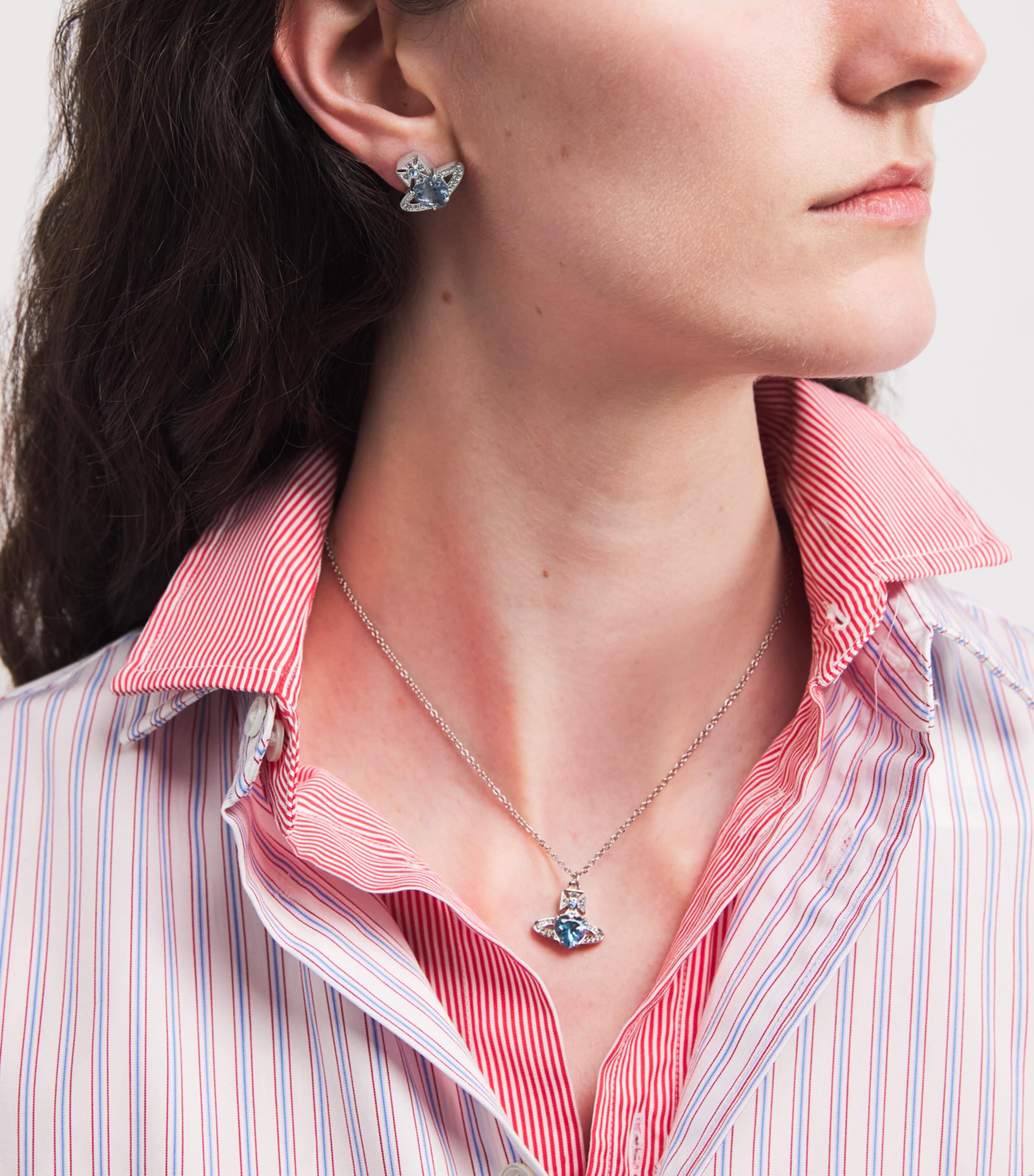 Ariella Stud Earrings PLATNIUM/AQUARMARINE Image 2