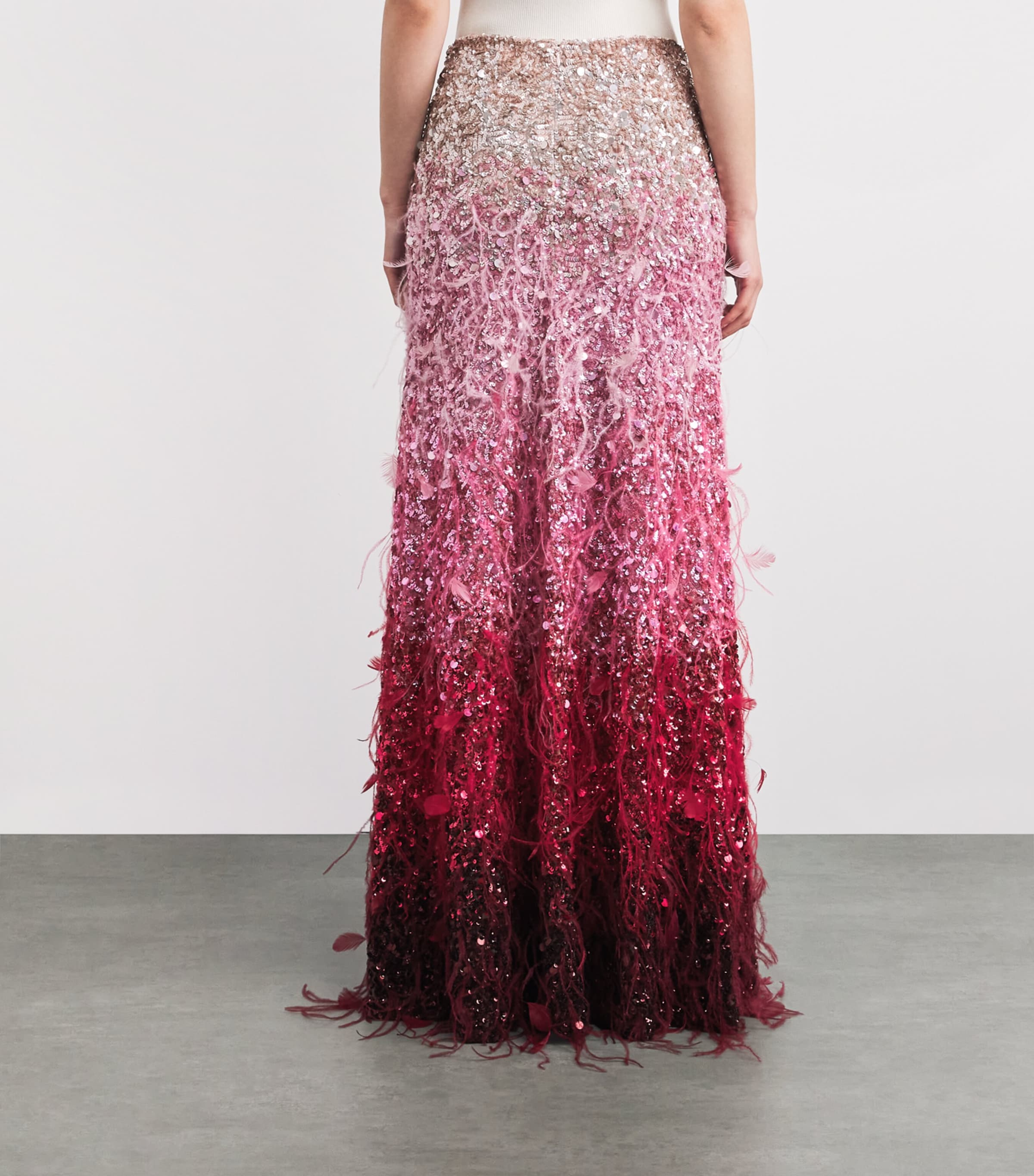 Alice+Olivia Womens Embellished Ashton Maxi Skirt Asc Ombre Pink Image 5