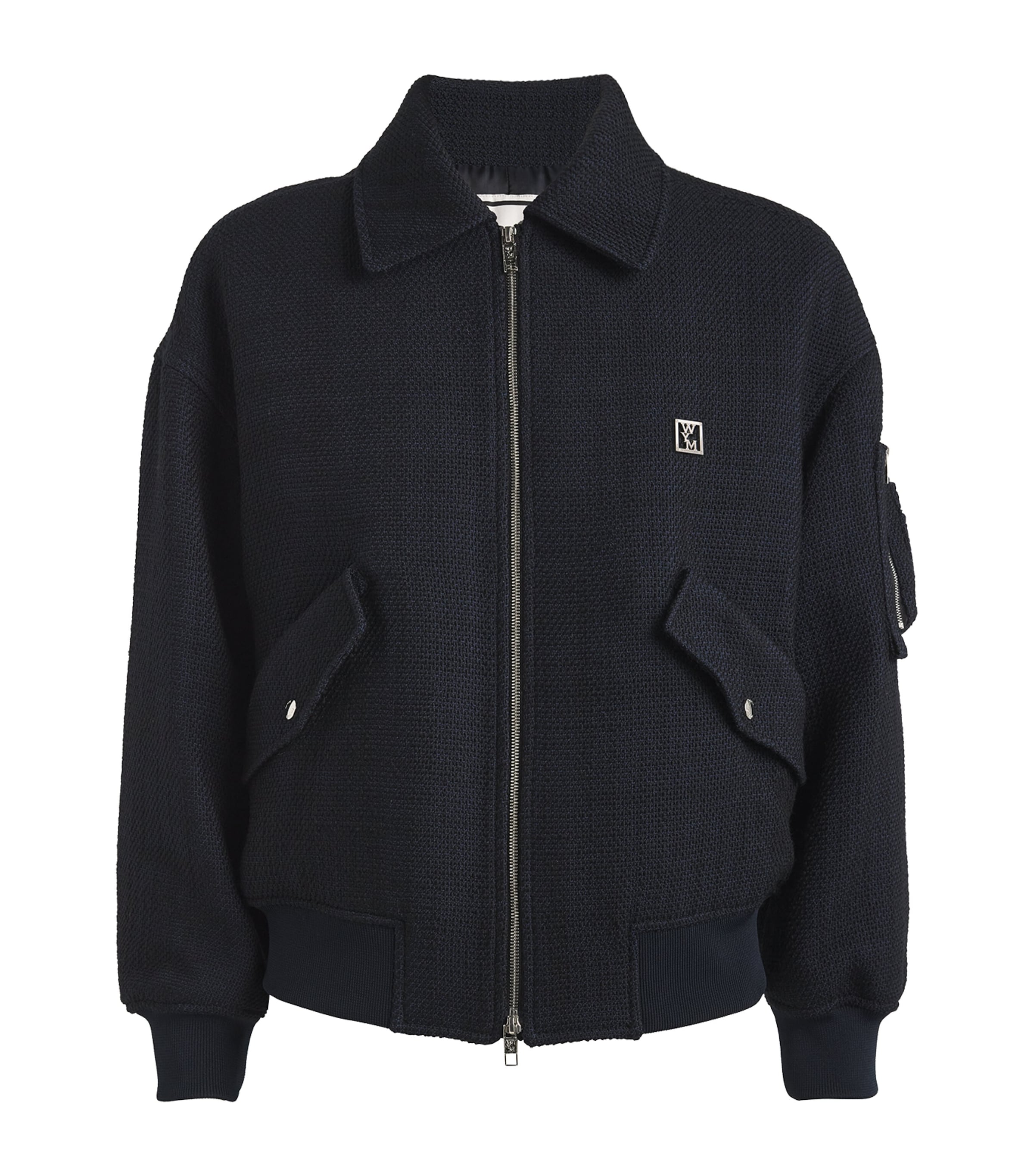 Wooyoungmi Wool-blend Jacquard Bomber Jacket In Navy