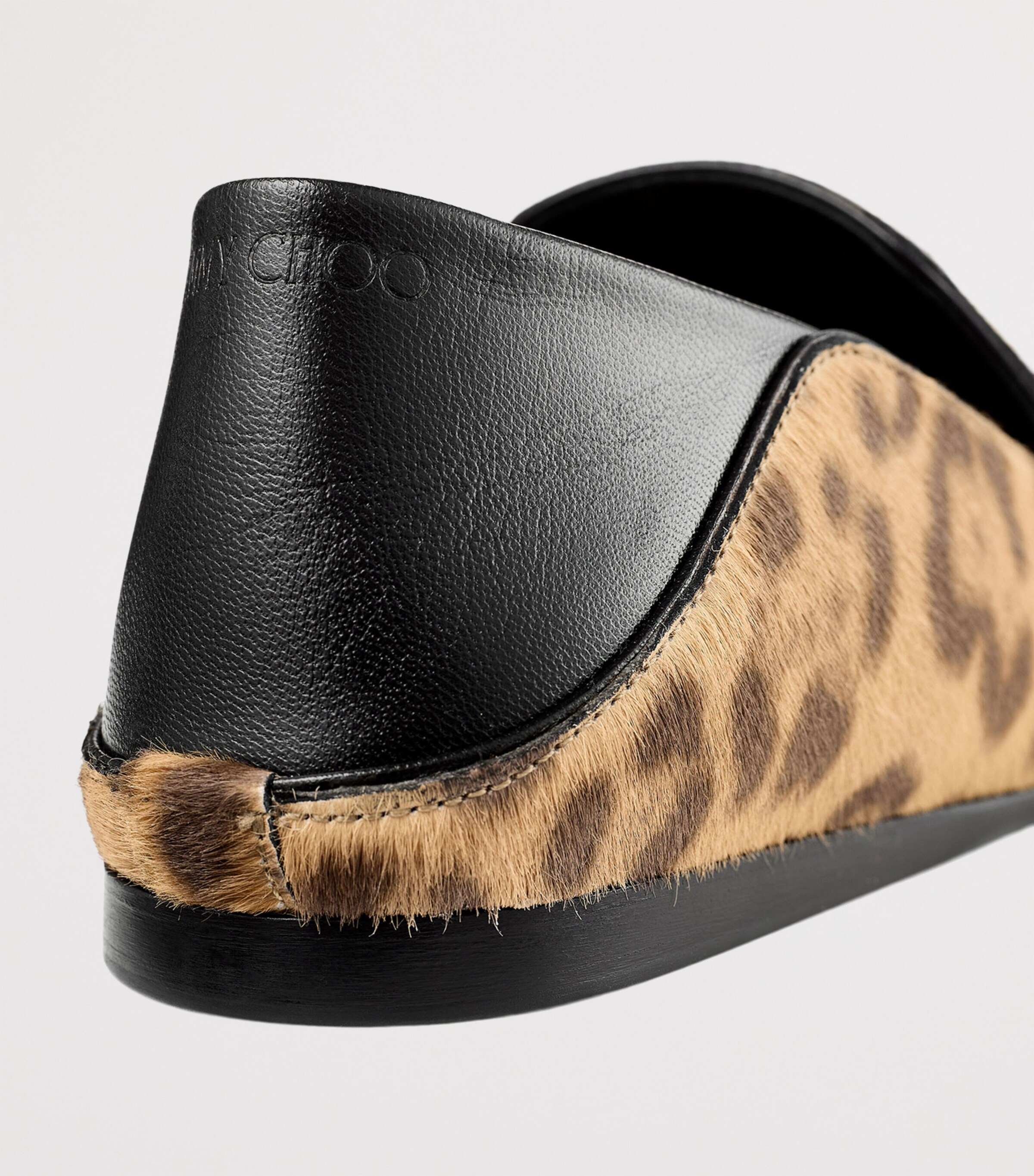 Eliot Calf Leather Leopard Print Slippers NATURAL Image 6