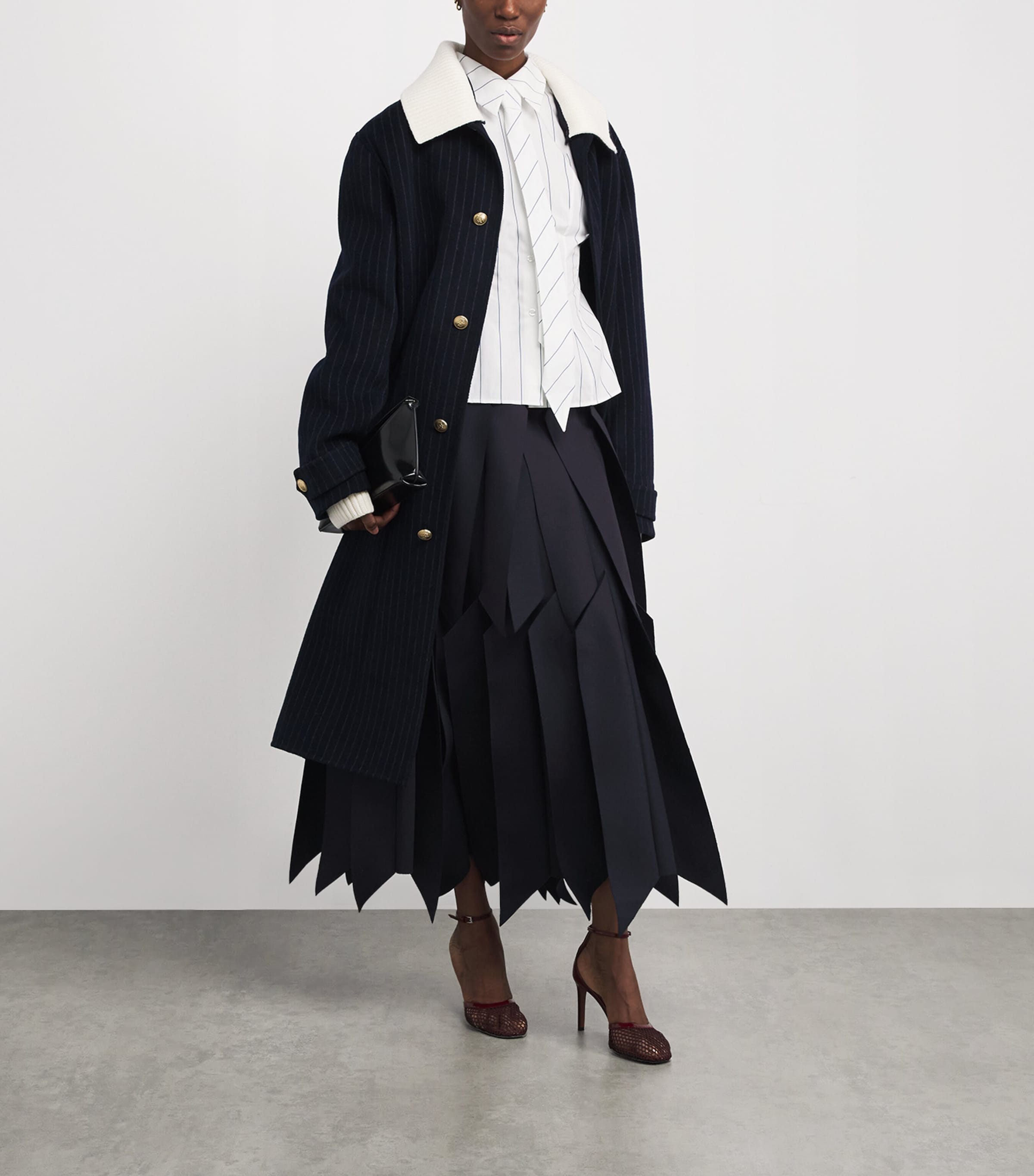 Ruffled Midi Skirt NAVY Image 2