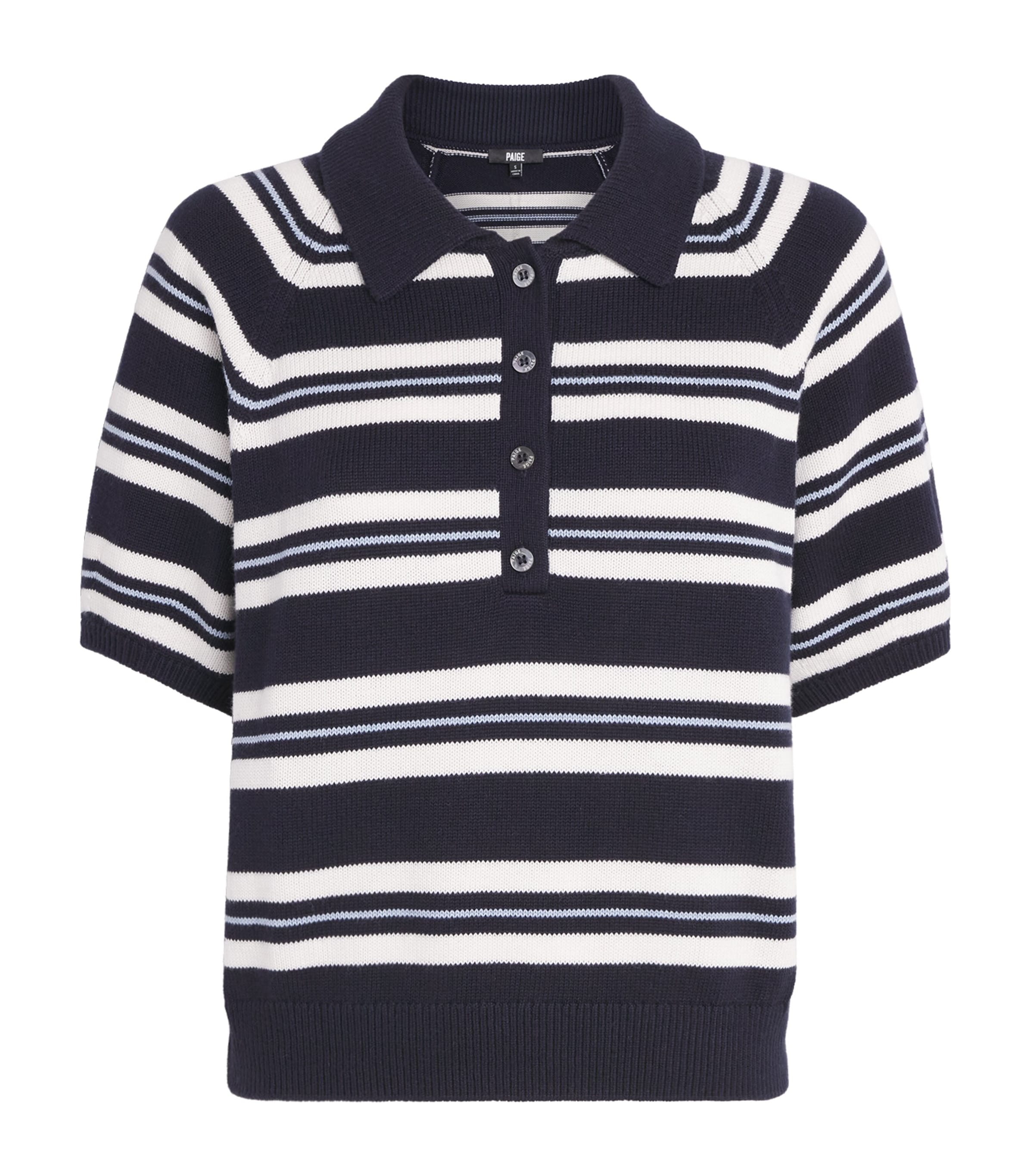 PAIGE Womens Stripe Birch Polo Top Navy Multi Image 1