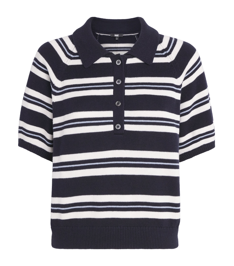 PAIGE Womens Stripe Birch Polo Top Navy Multi Image 1