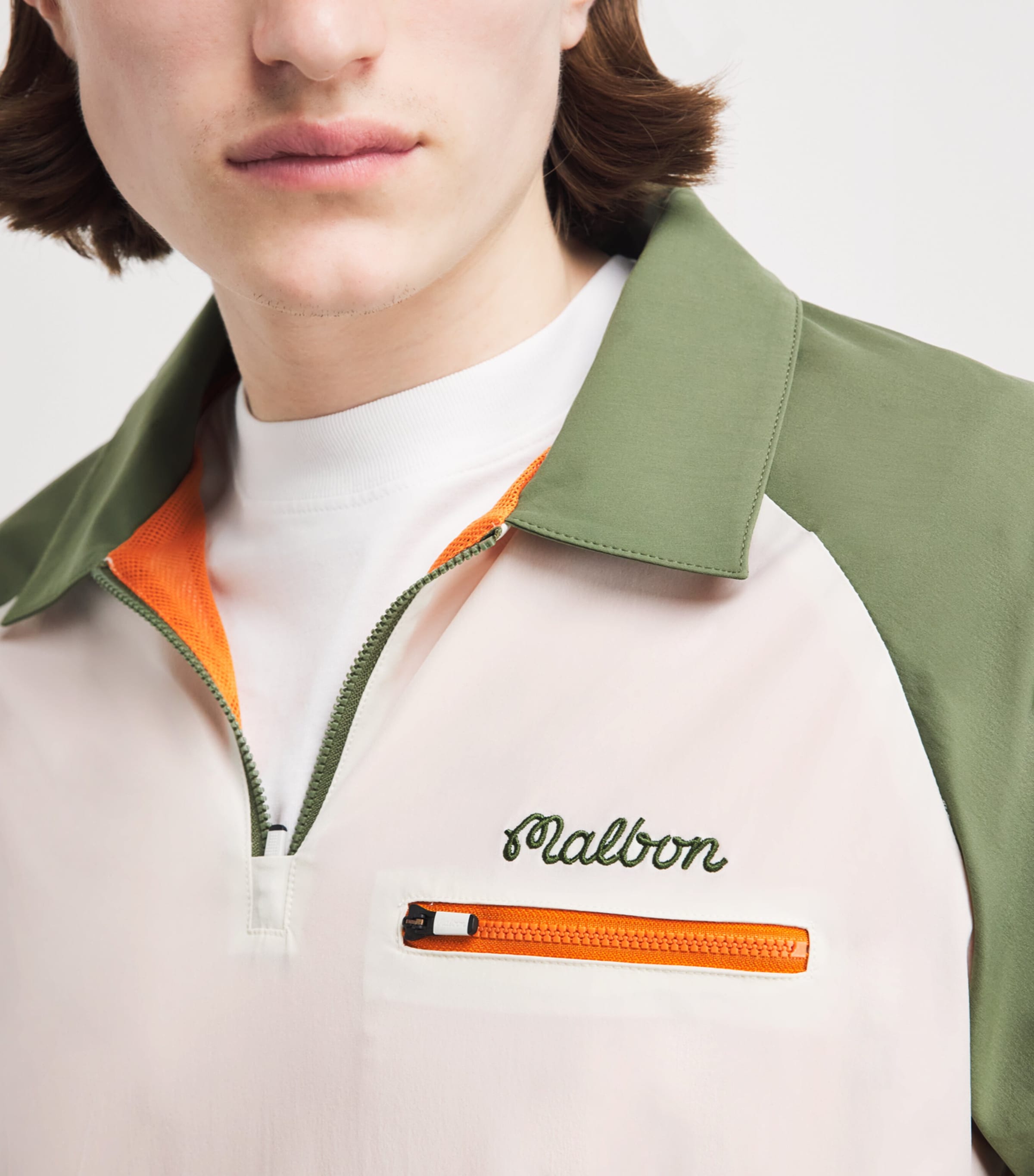Malbon Mens Marina Windshirt Cream / Olivine Image 3