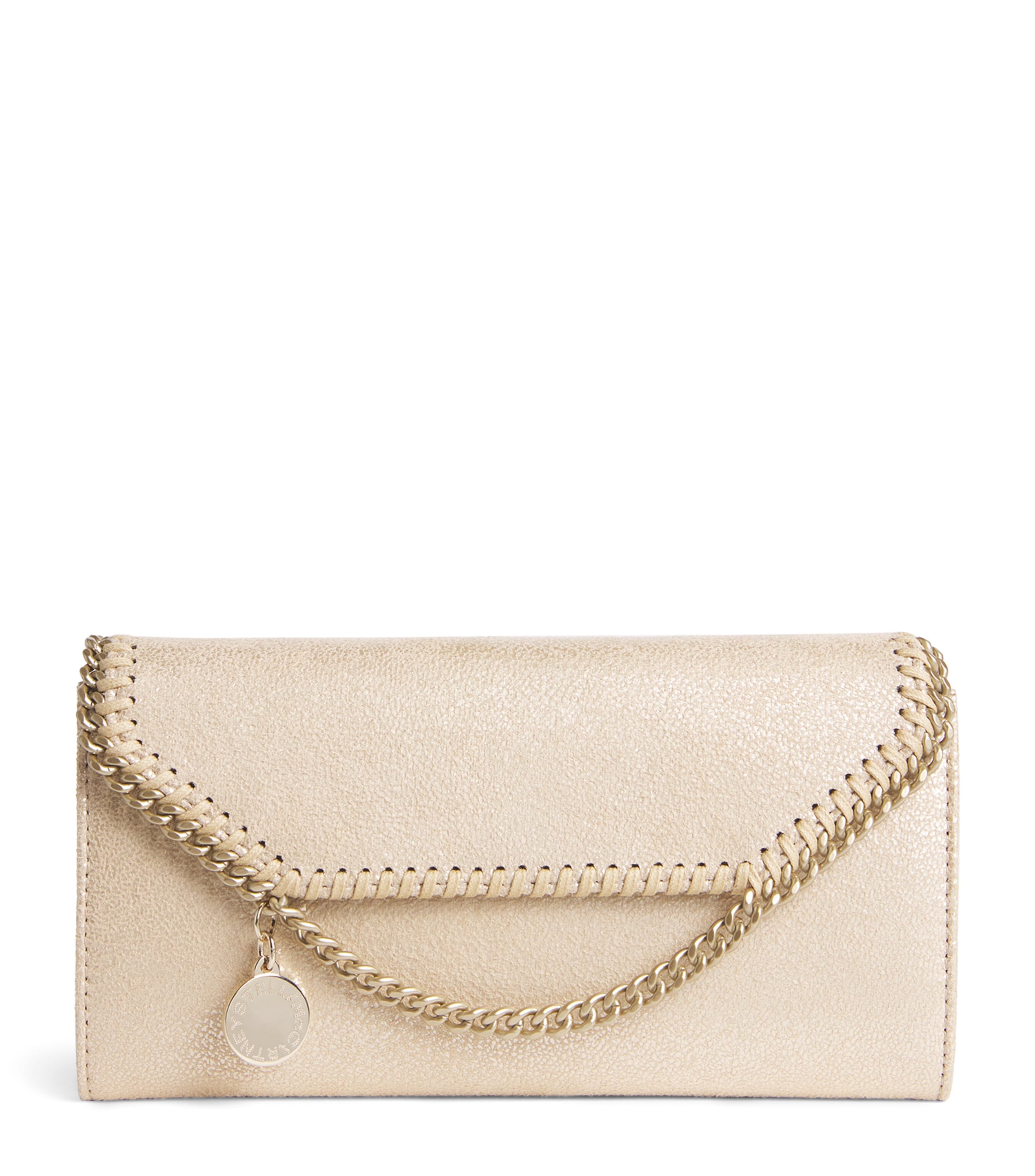 Stella Mccartney Faux Leather Falabella Chain Wallet In Gray