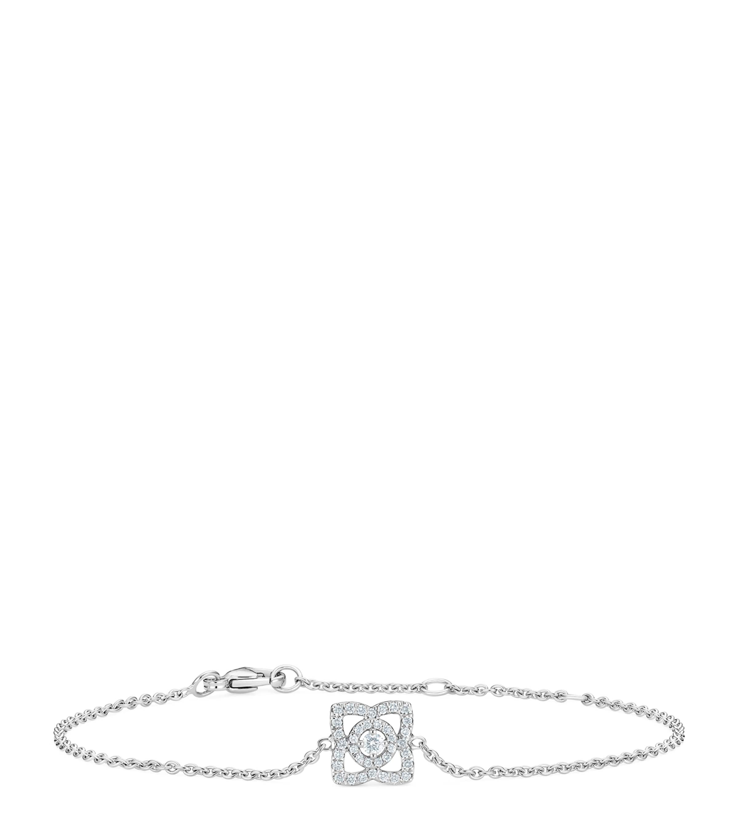 De Beers Enchanted Lotus White-gold And Diamond Bracelet In Silver