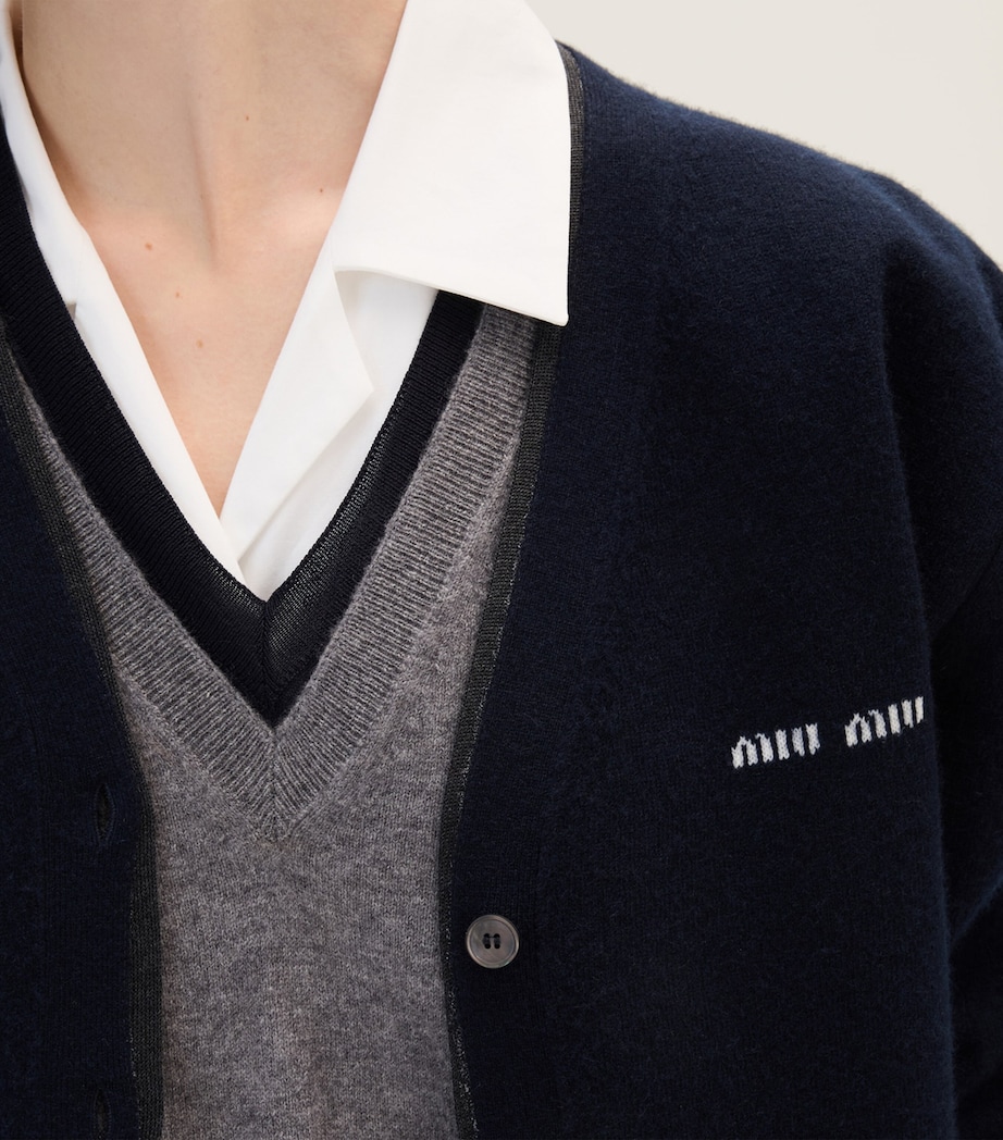 Cashmere-Silk Logo Cardigan F095J Image 5