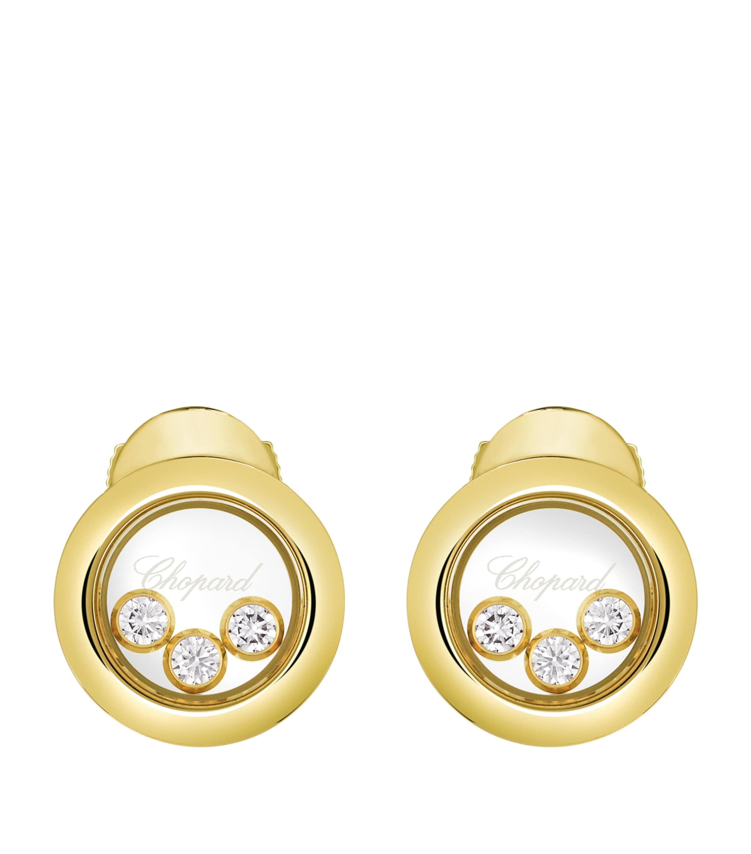 Shop Chopard Yellow Gold And Diamond Happy Diamonds Icons Earrings