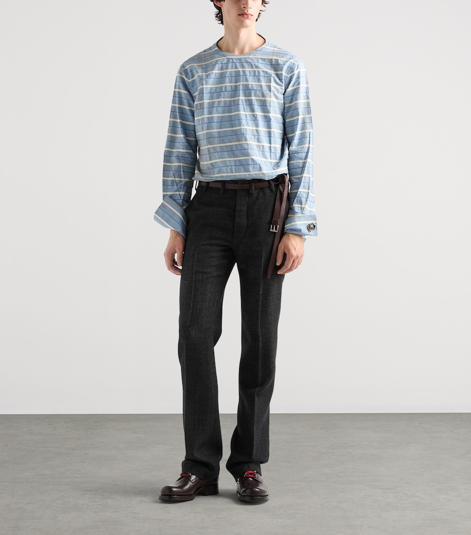 Prada Mens Cotton Stripe Shirt Light Blue Image 2