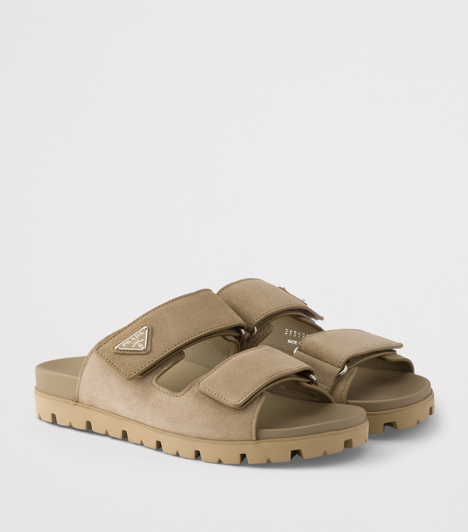 Prada Suede Triangle Sandals Neutral Image 2