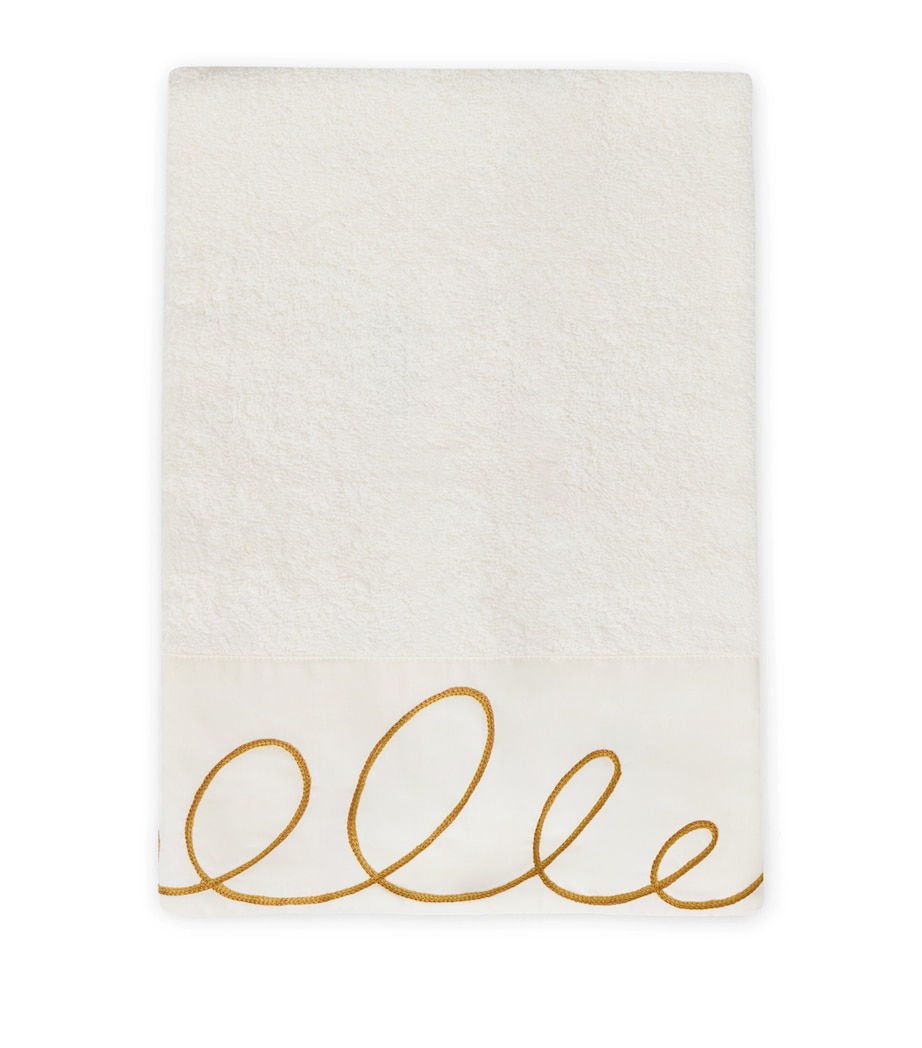 Loretta Caponi Cotton Terry Mobile Bath Towel (115cm x 70cm) White Image 1