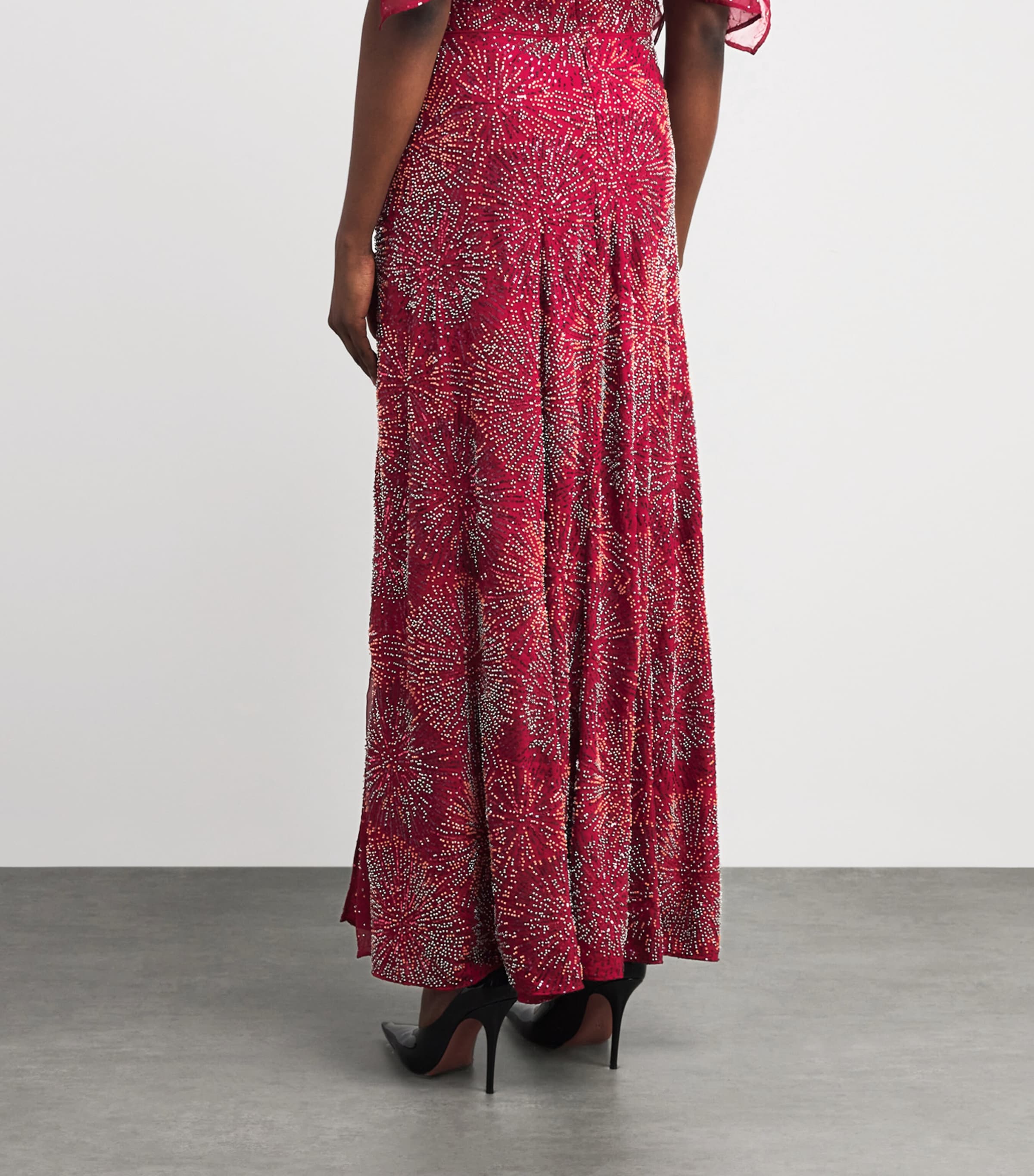 Embellished Maxi Skirt P614 RED WINE Image 4