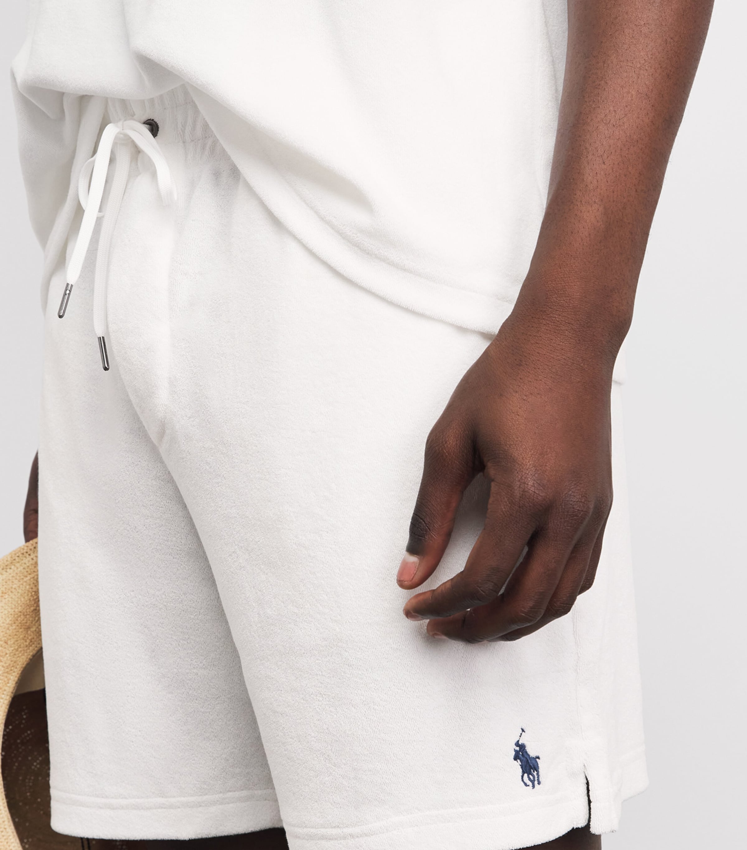 Polo Ralph Lauren Mens Cotton-Blend Terry Cloth Shorts White Image 3