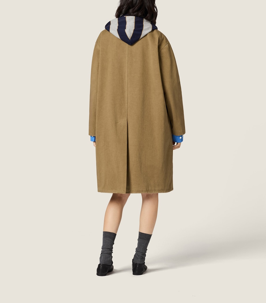 Miu Miu Womens Gabardine Hooded Trench Coat Neutral Image 3