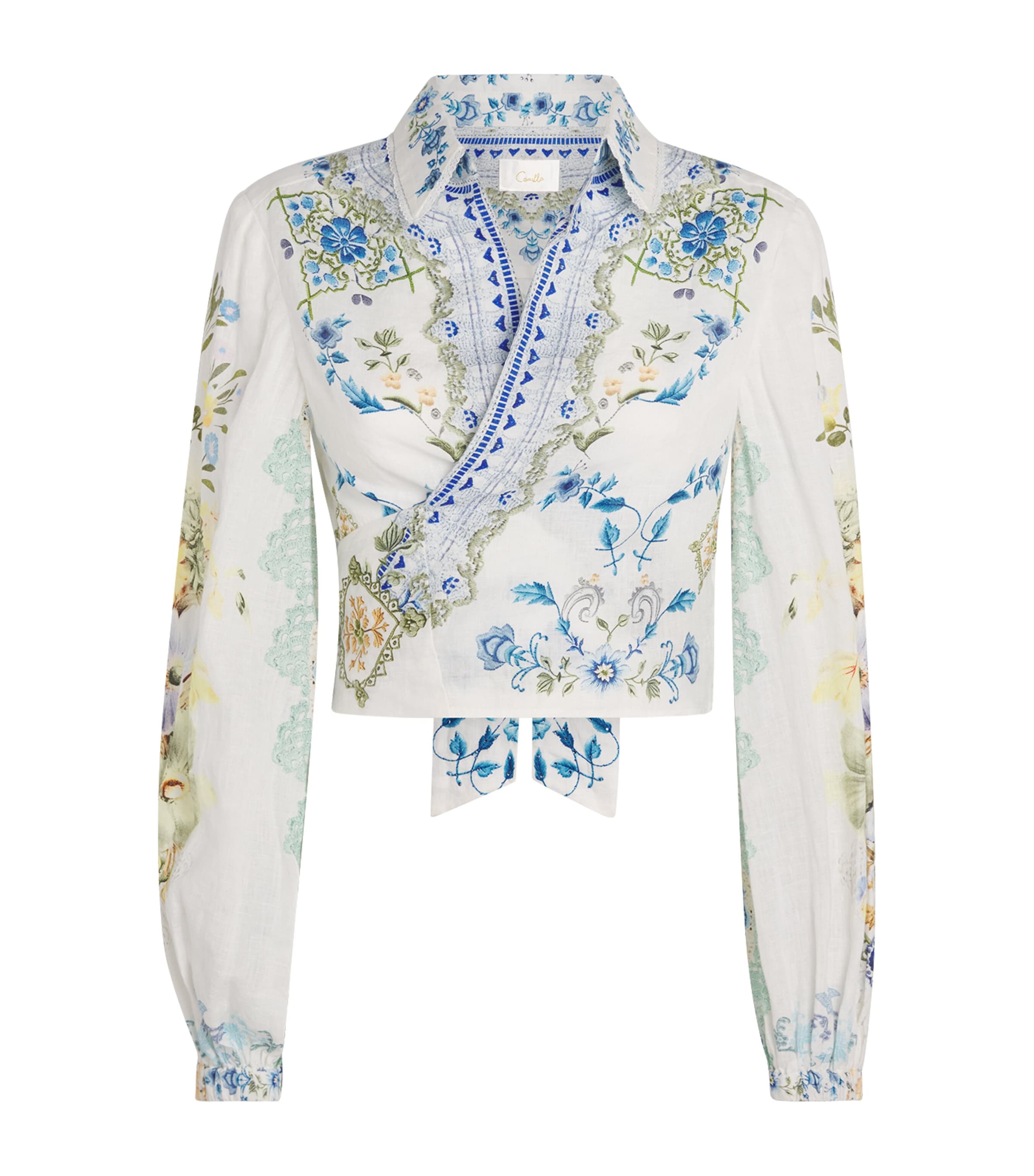 Camilla Linen Homespun Wrap Shirt In White