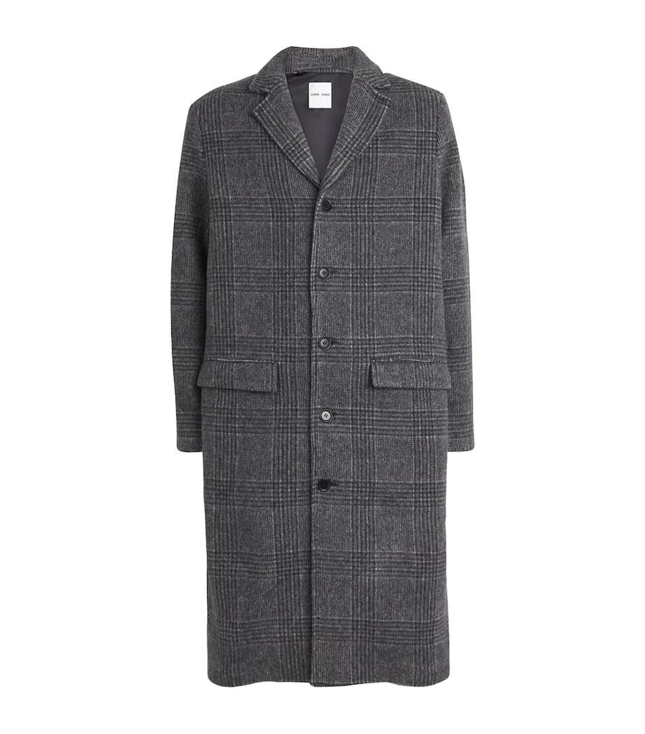 Wool-Blend Check Overcoat GREY CH Image 1