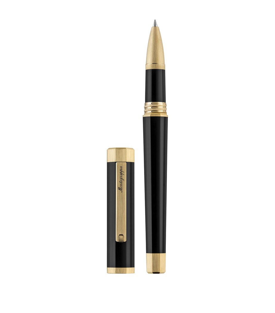 Yellow Gold-Trim Otto Rollerball Pen BLACK Image 2
