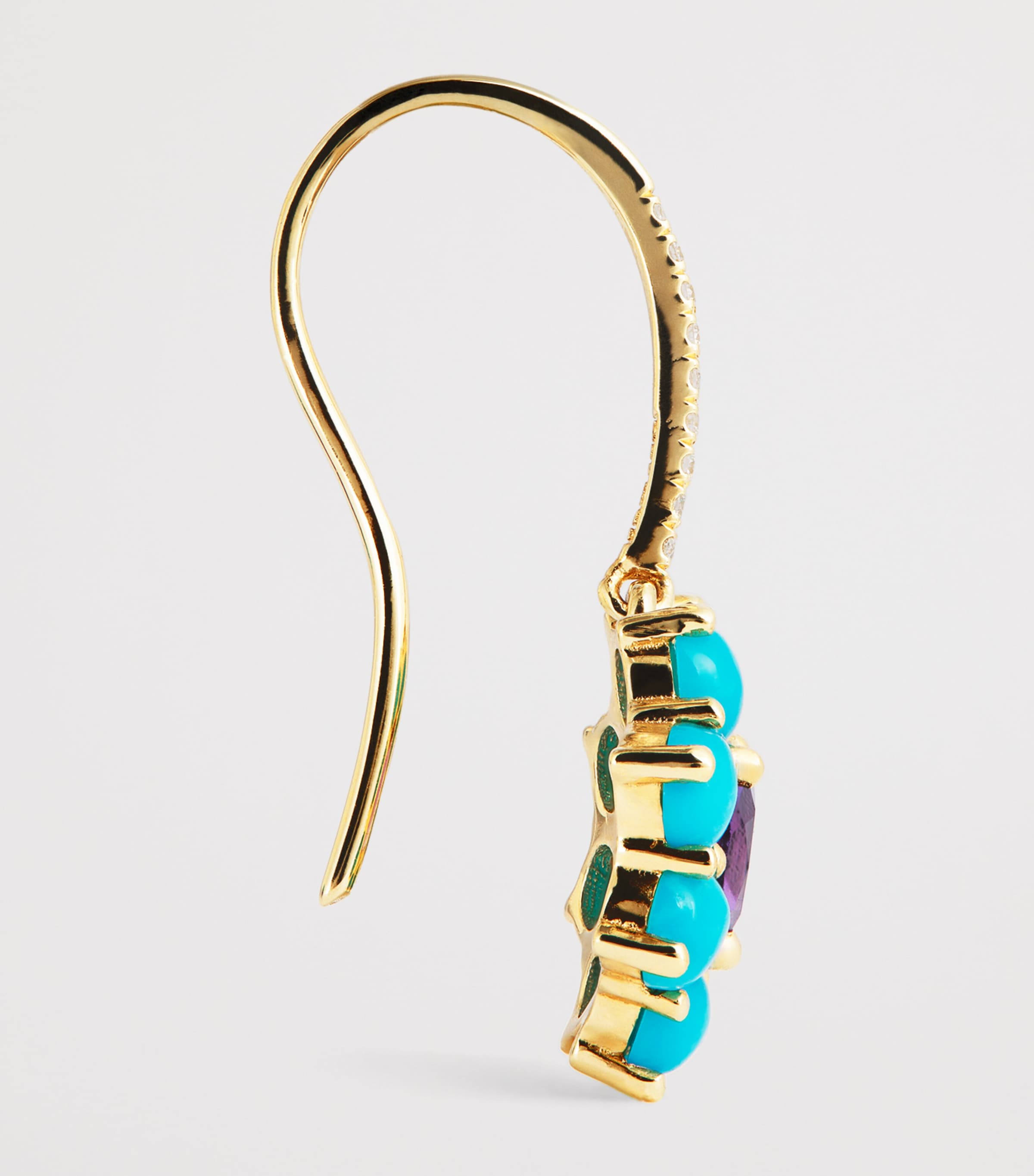 Yellow Gold, Diamond and Gemstone Flower Drop Earrings YELLOW GOLD Image 4