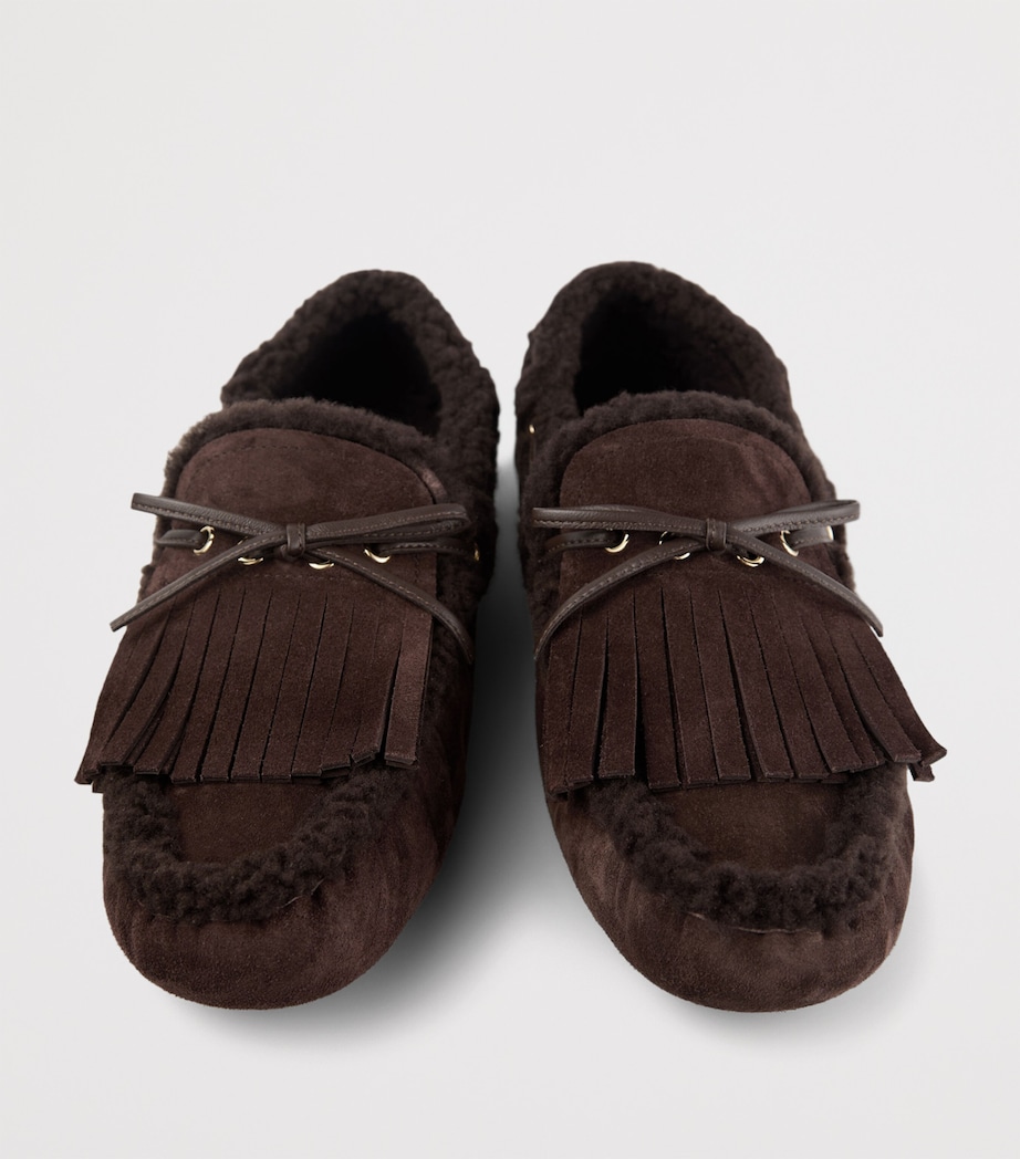 Manon Suede Shearling-Lined Loafers CHOCOLATE/CHOCOLATE Image 3