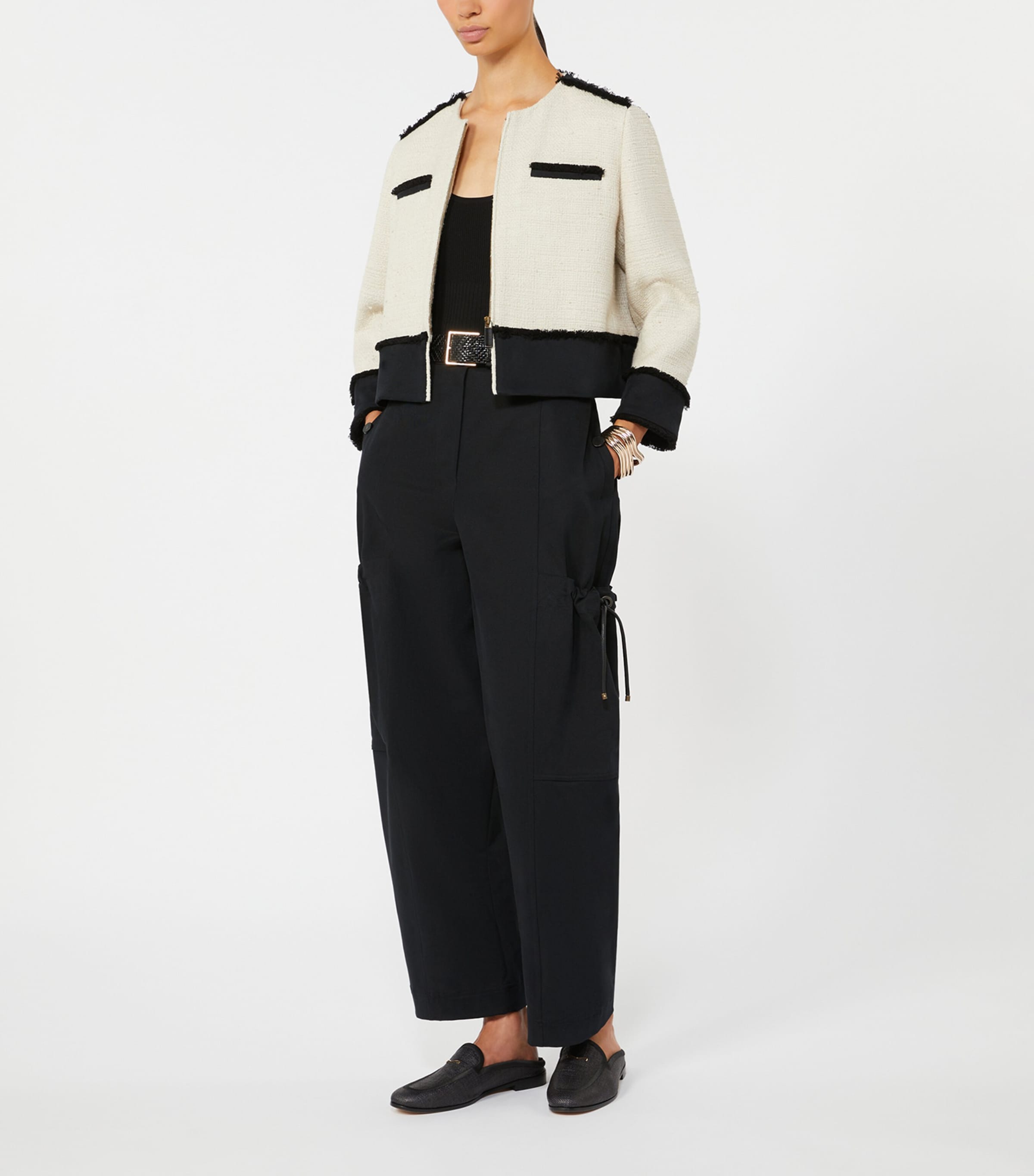 Max Mara Womens Stretch-Cotton Cargo Trousers Black Image 2