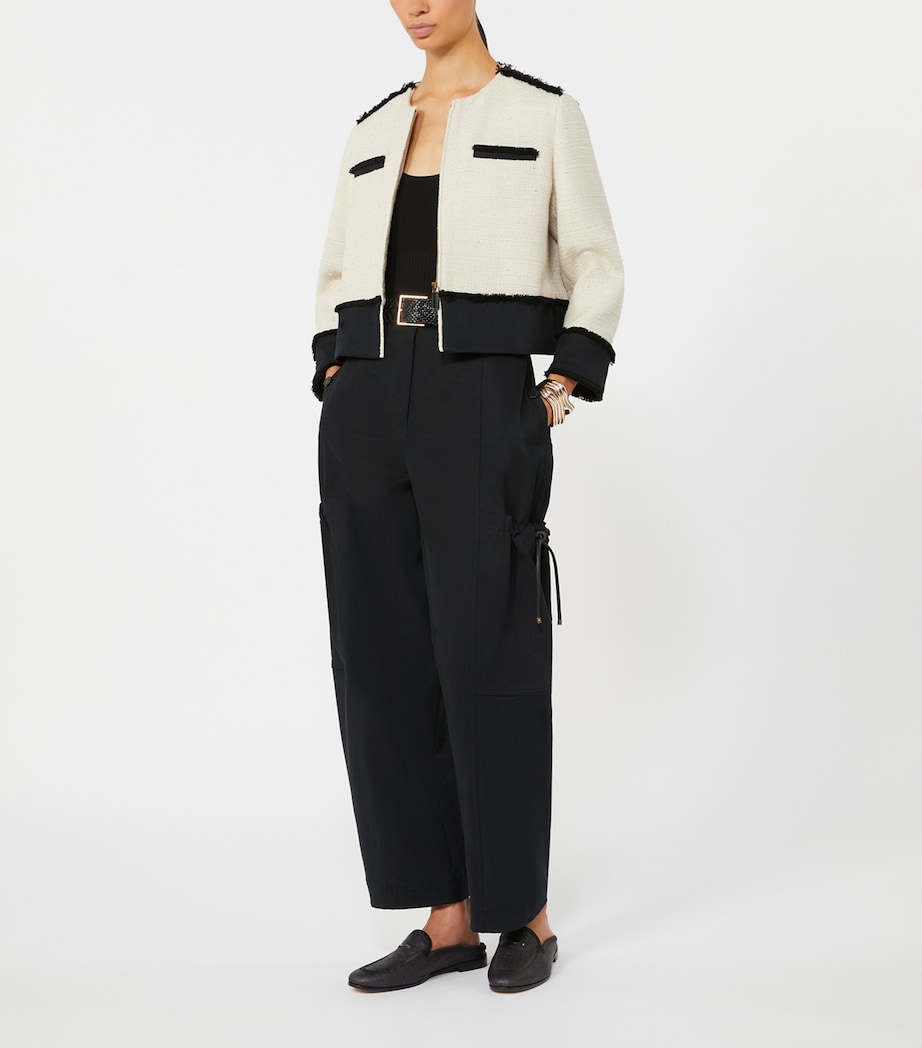 Max Mara Womens Stretch-Cotton Cargo Trousers Black Image 2