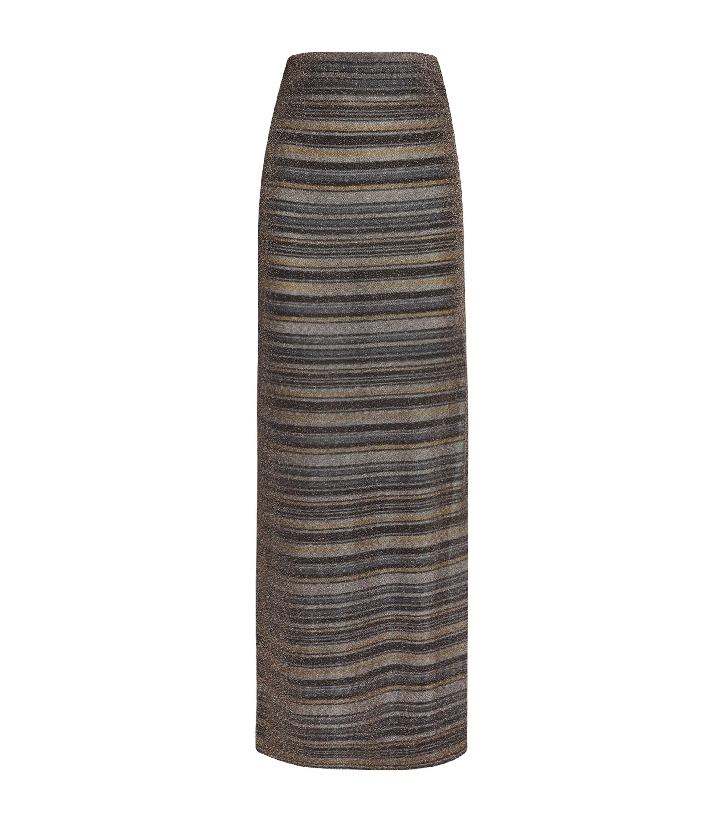 Missoni Womens Lamé Stripe Maxi Skirt Smsml Gold/ Light Image 1