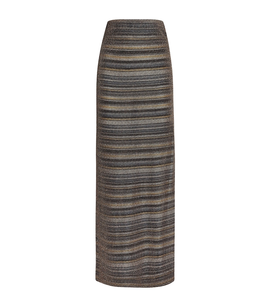 Missoni Womens Lamé Stripe Maxi Skirt Smsml Gold/ Light Image 1