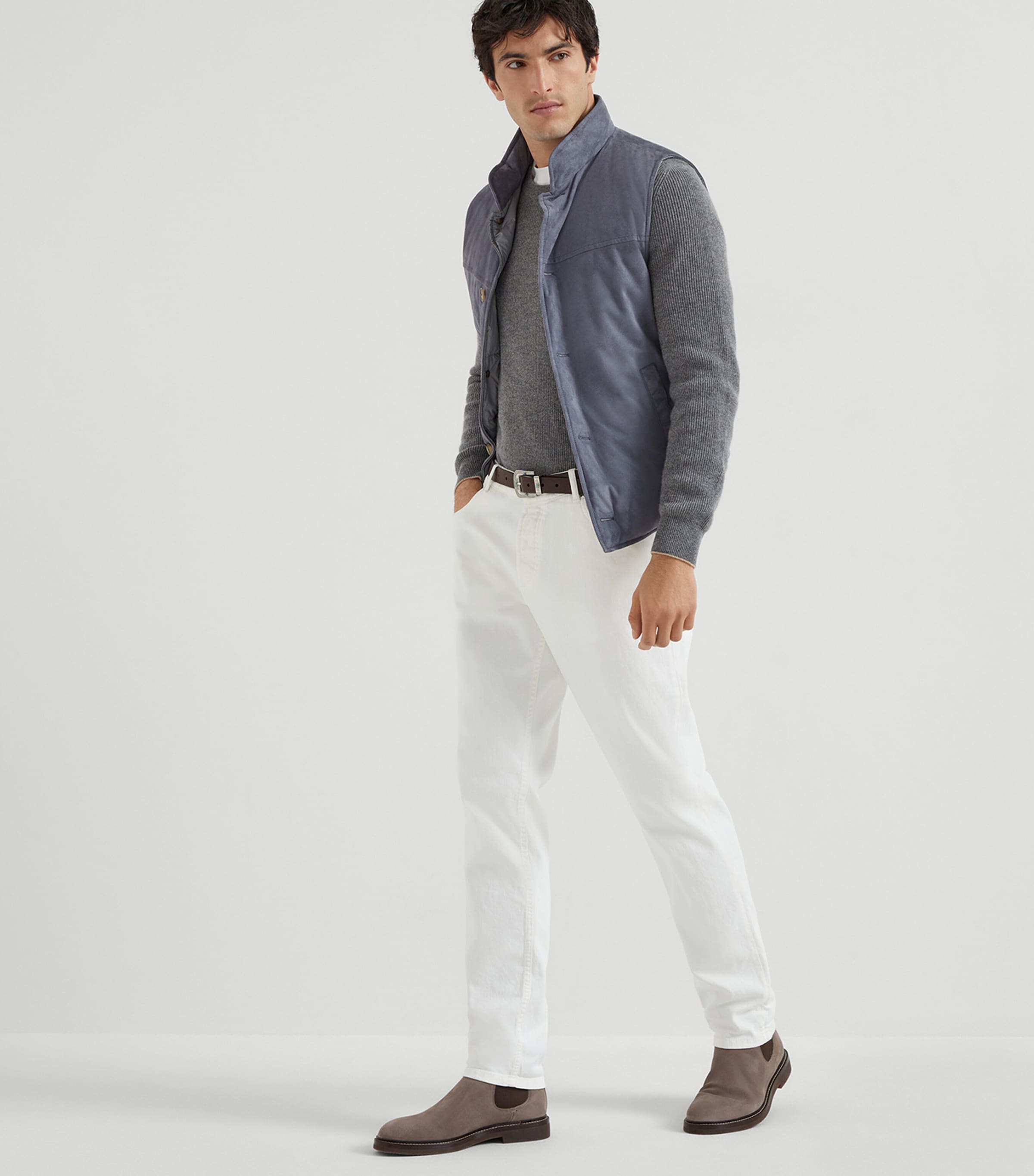 BRUNELLO CUCINELLI ホワイト スリムフィット デニム　48 BRUNELLO CUCINELLI Dyed Bull Denim 5 Pocket Pant +Colors