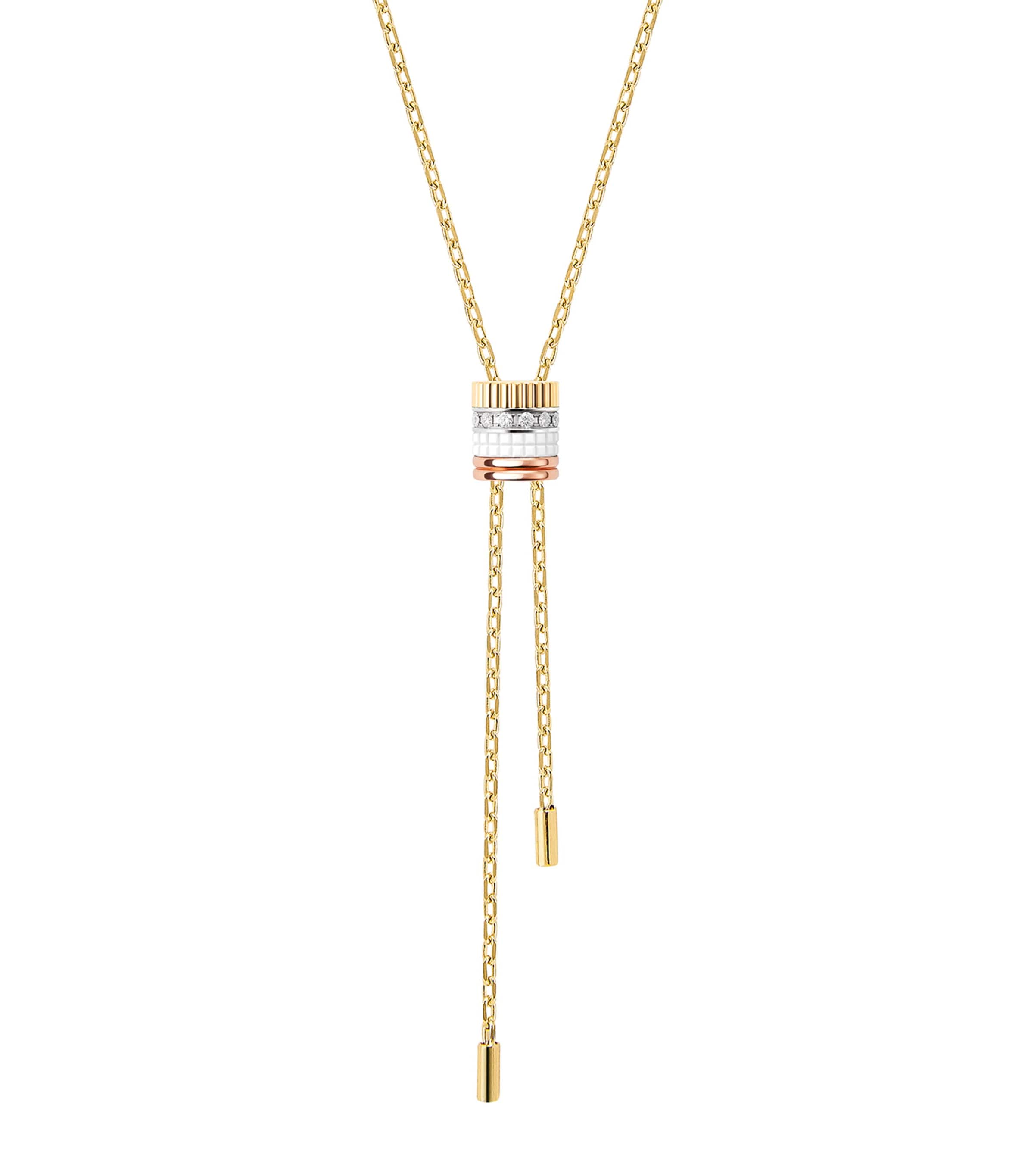 Boucheron Mixed Gold And Diamond Quatre White Edition Necklace In Gold