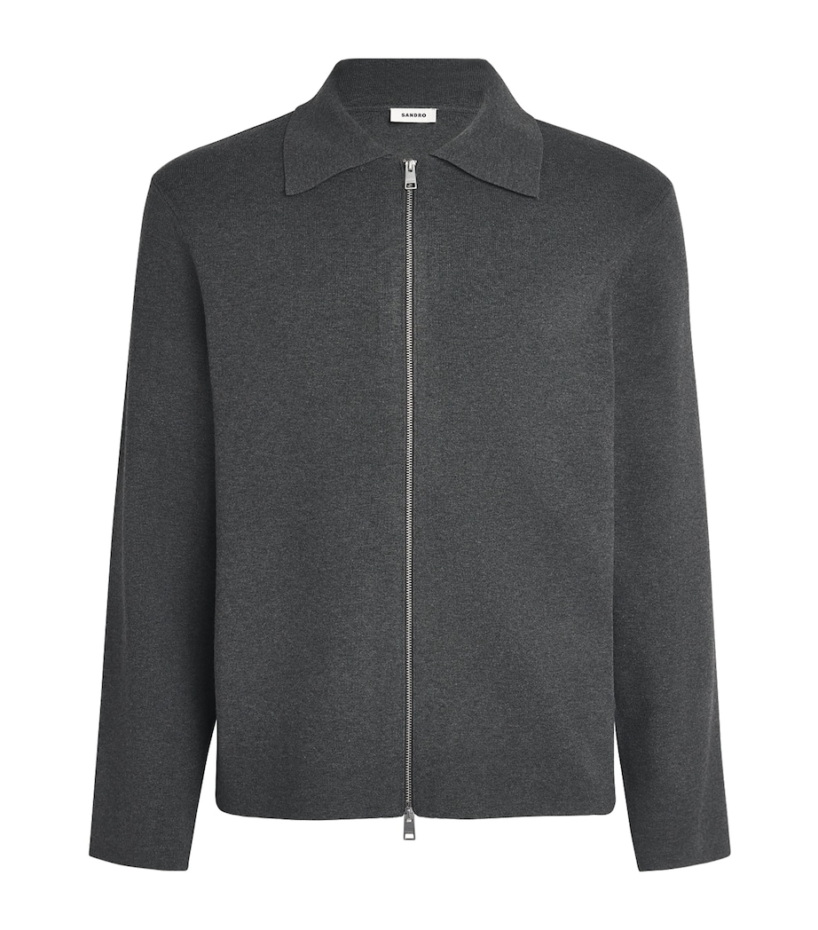 Sandro Paris Mens Zip-Up Cardigan Grey Image 1
