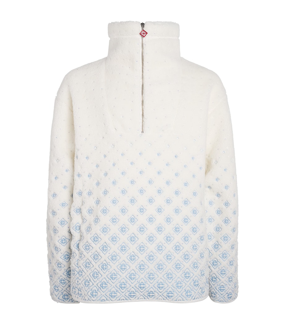 Embroidered Gradient Fleece Jacket WHITE Image 1