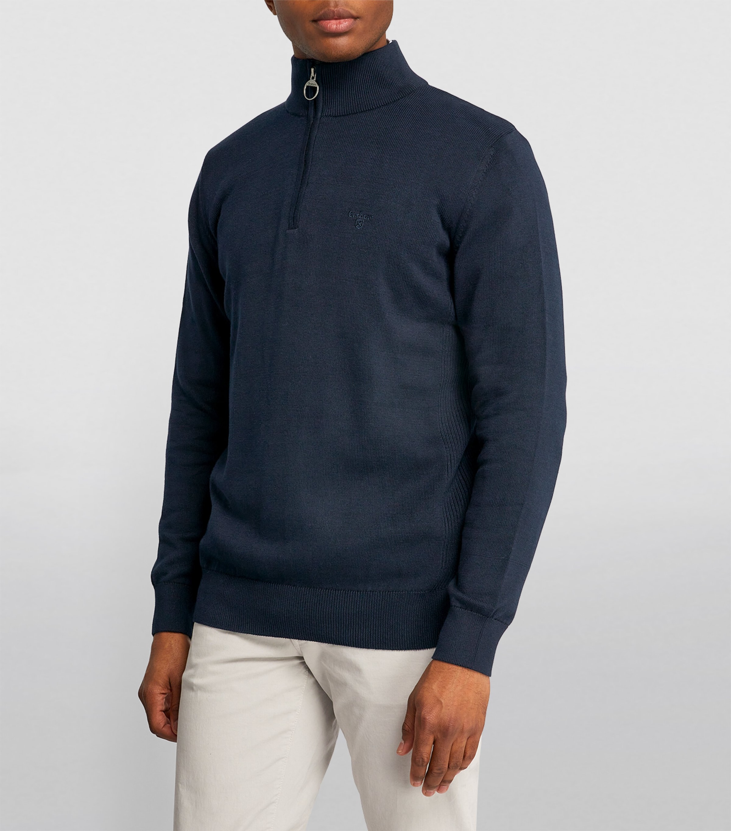 Cotton Half-Zip Sweater NAVY Image 3