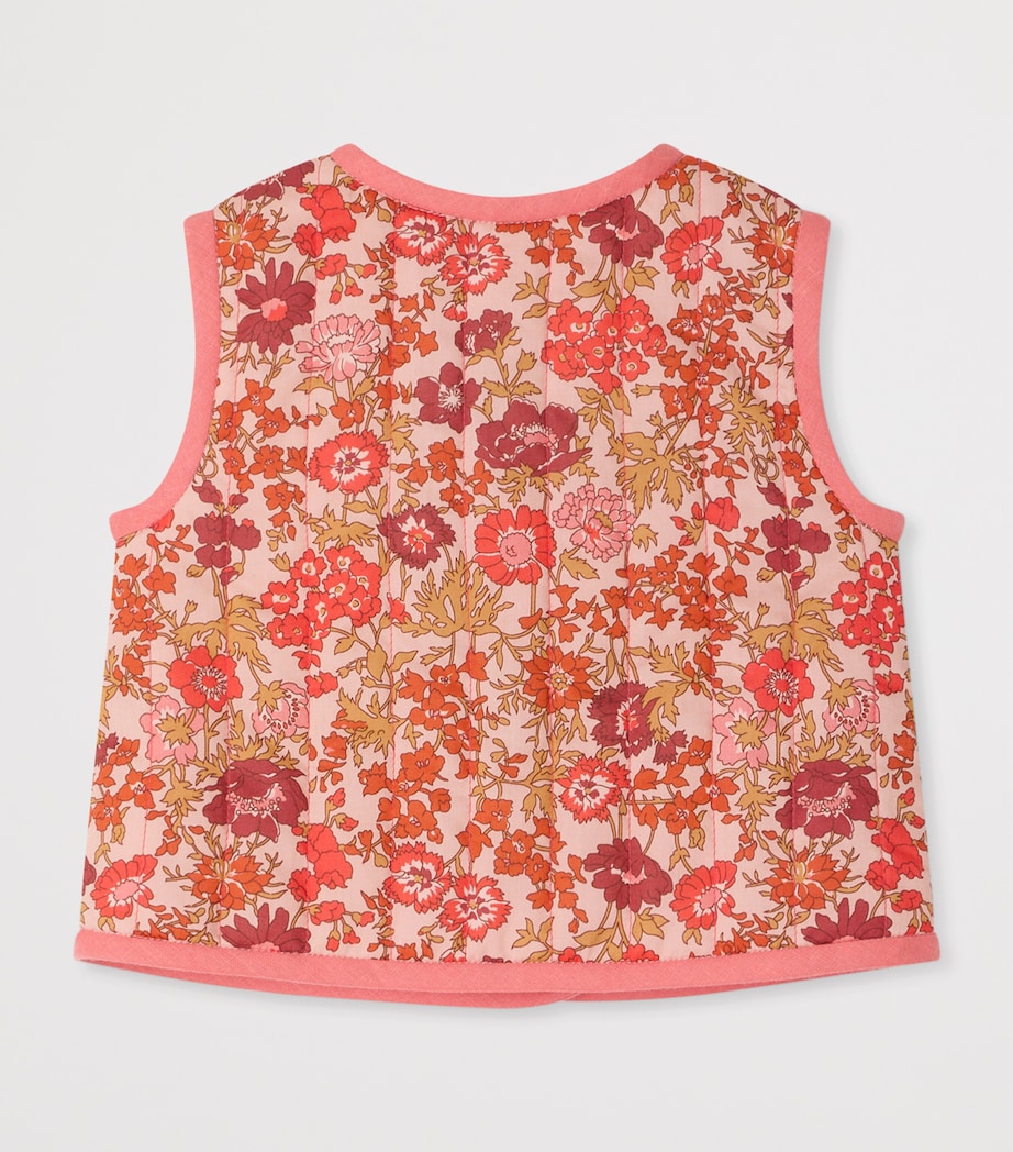 Bonpoint Cotton Floral Print Gilet (6-18 Months) Fleurs Rose Image 2