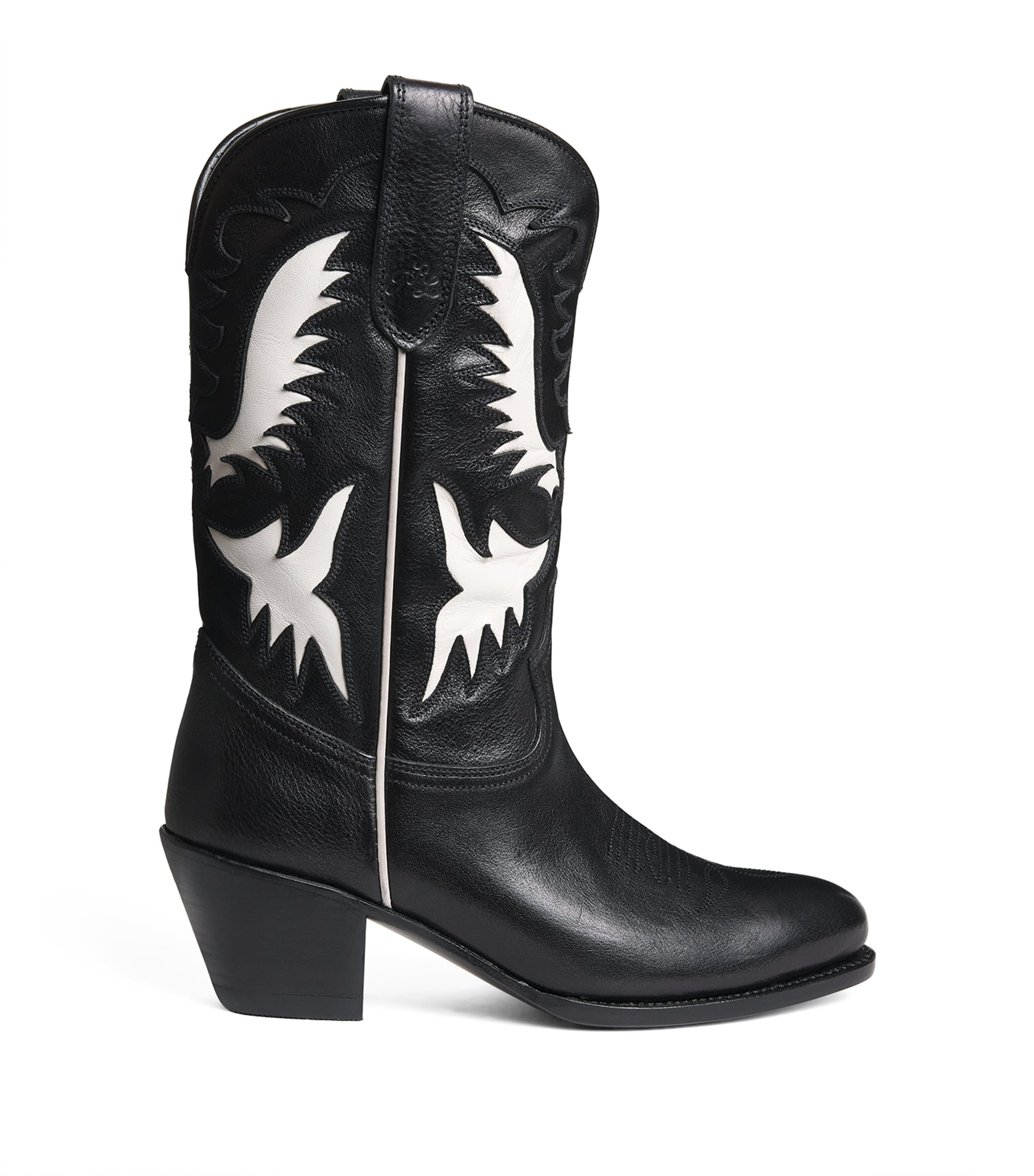 Polo Ralph Lauren Leather Western Cowboy Boots 60 In Black