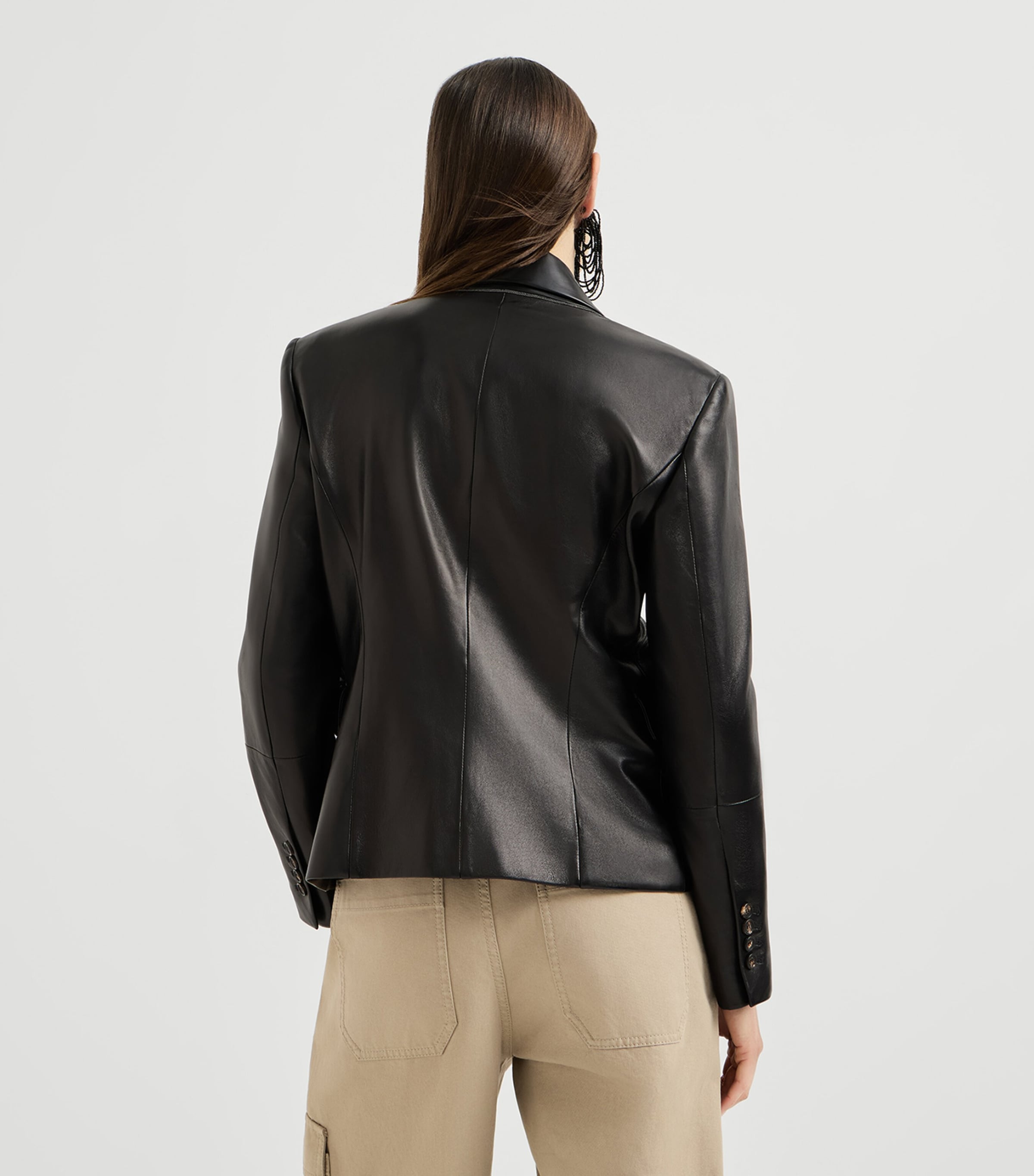 Brunello Cucinelli Womens Nappa Leather Single-Breasted Blazer Image 5