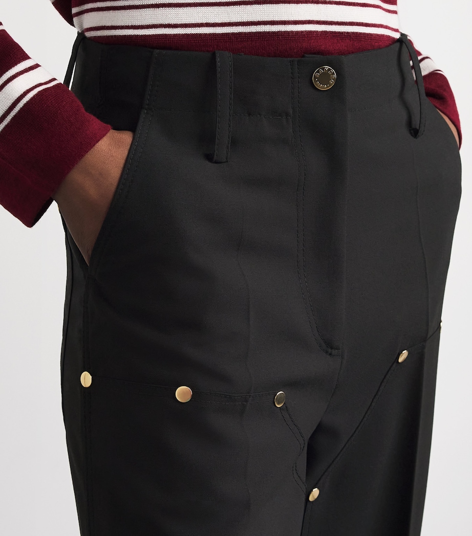 Wool-Blend Straight Leg Trousers BLACK Image 6