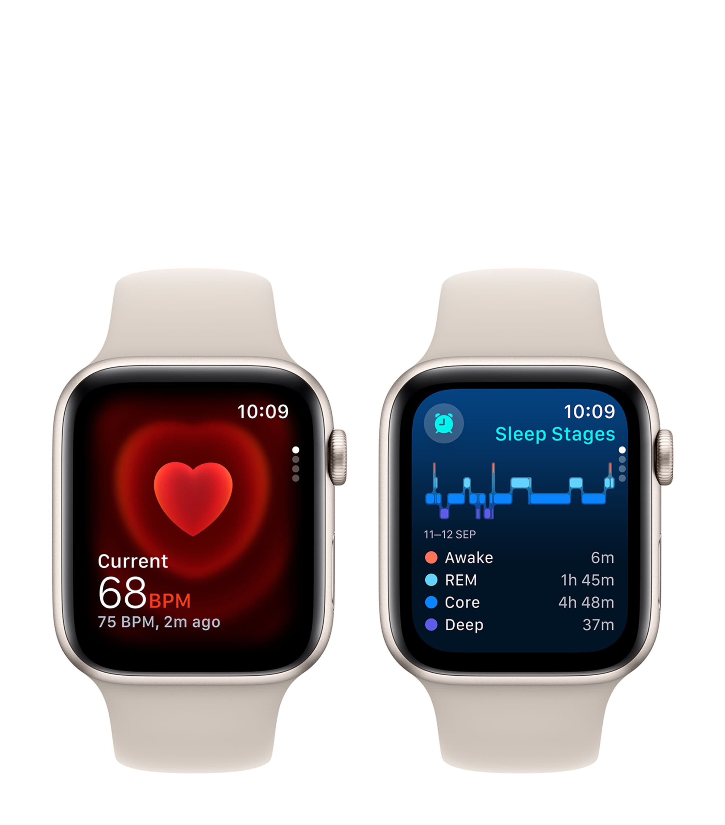 Apple Apple Watch SE 2023 –  Starlight with Starlight Sport Band, 44mm, Medium/Large Starlight Image 2