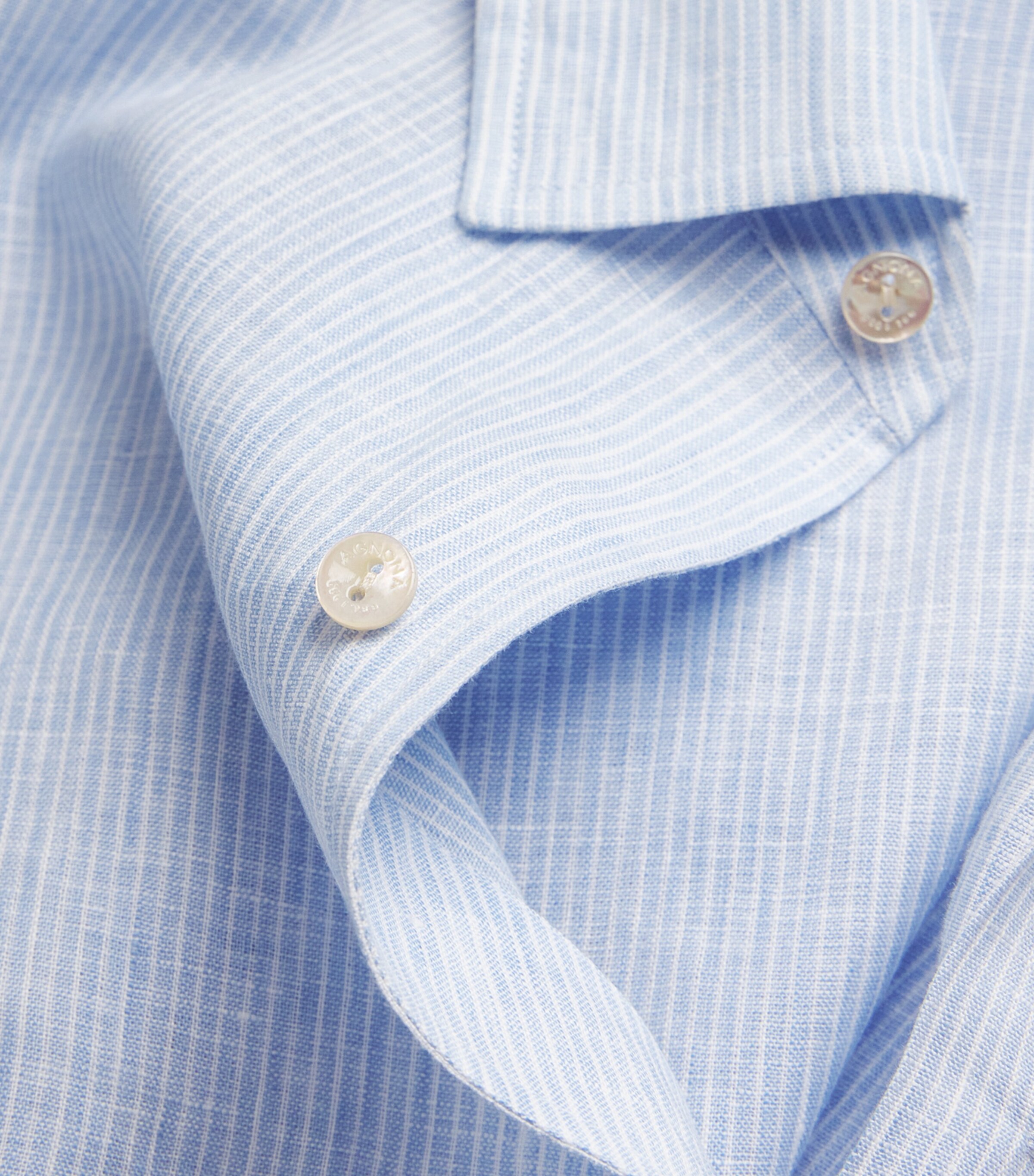 Agnona Mens Linen Striped Shirt Blue Image 5
