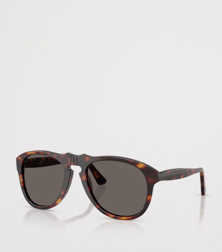 Persol Tortoiseshell PO0649NE Total Black Arrow Pilot Sunglasses Brown Image 2