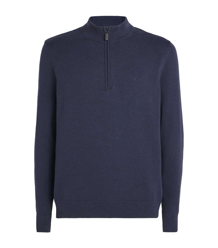 Barbour Mens Cotton Avoch Half-Zip Sweater Navy Marl Image 1