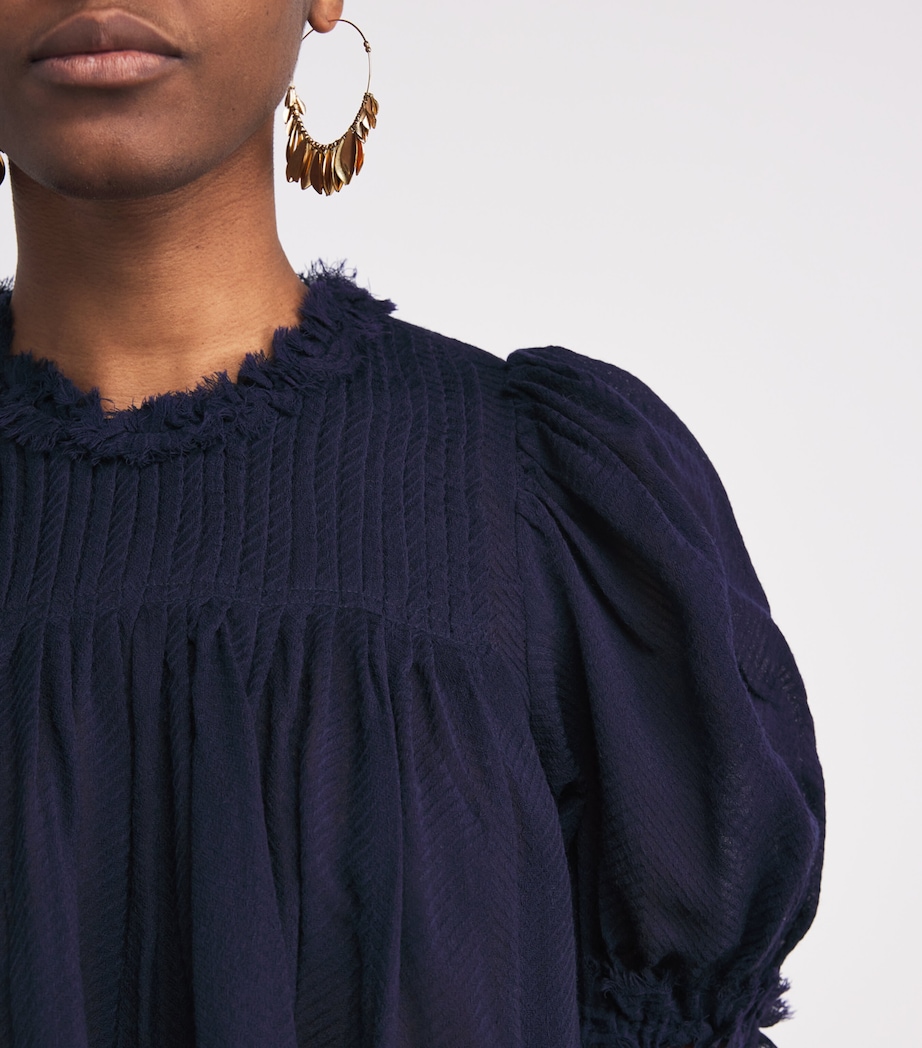 Wool Puff-Sleeve Karlyn Blouse MIDNIGHT Image 7