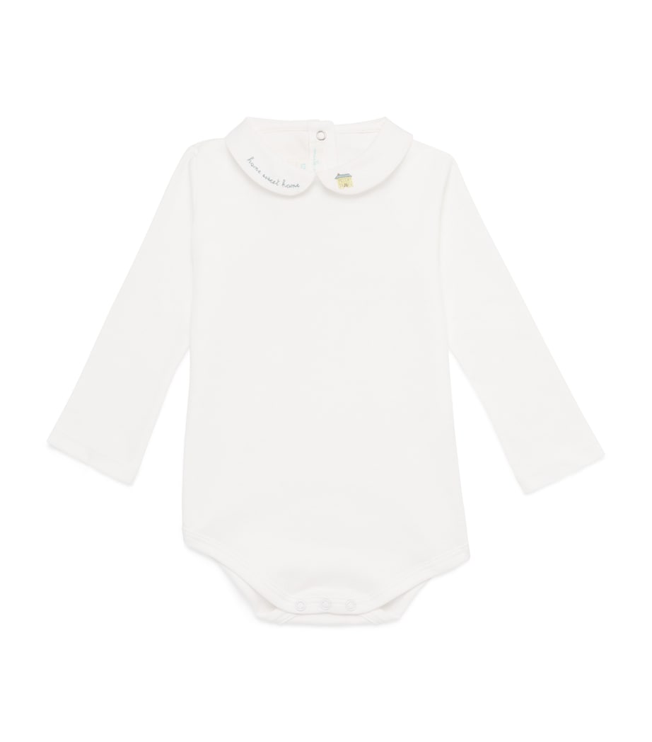 Marie-Chantal Pima Cotton Embroidered Bodysuit Blue Image 1
