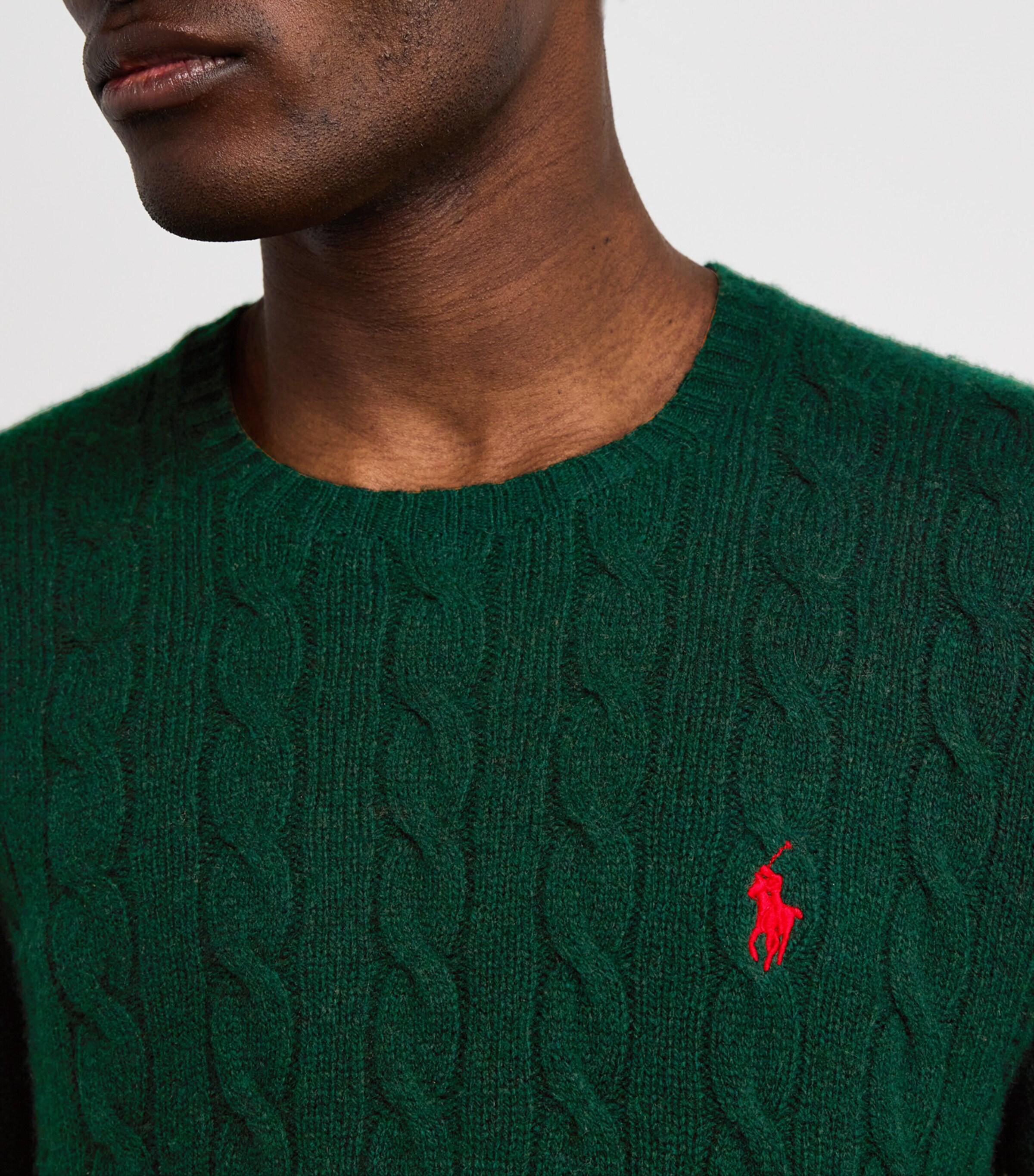 Polo Ralph Lauren Mens Wool-Cashmere Cable-Knit Sweater Green Image 6
