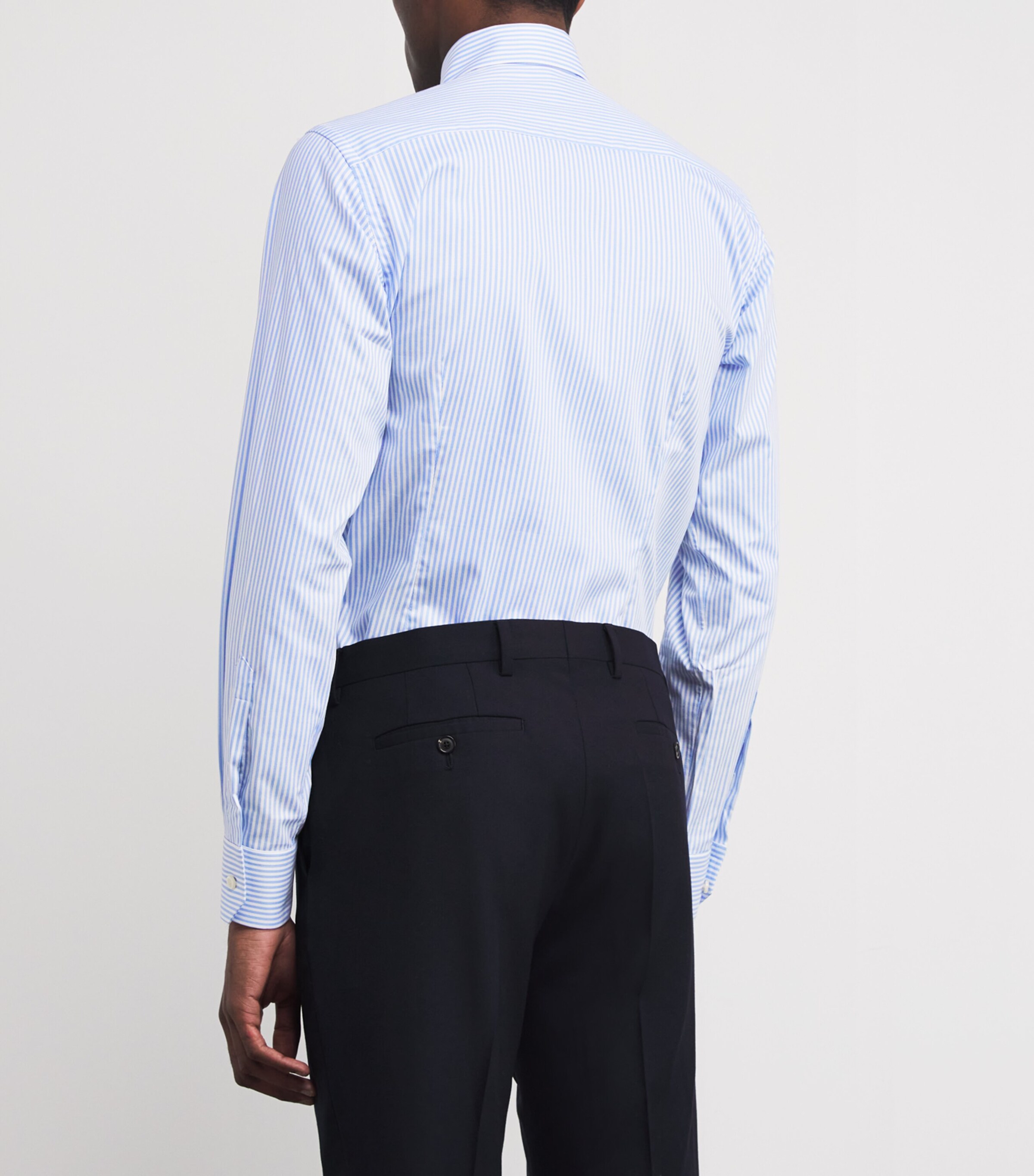 Eton Mens Cotton-Lyocell Stripe Shirt Light Blue Image 4