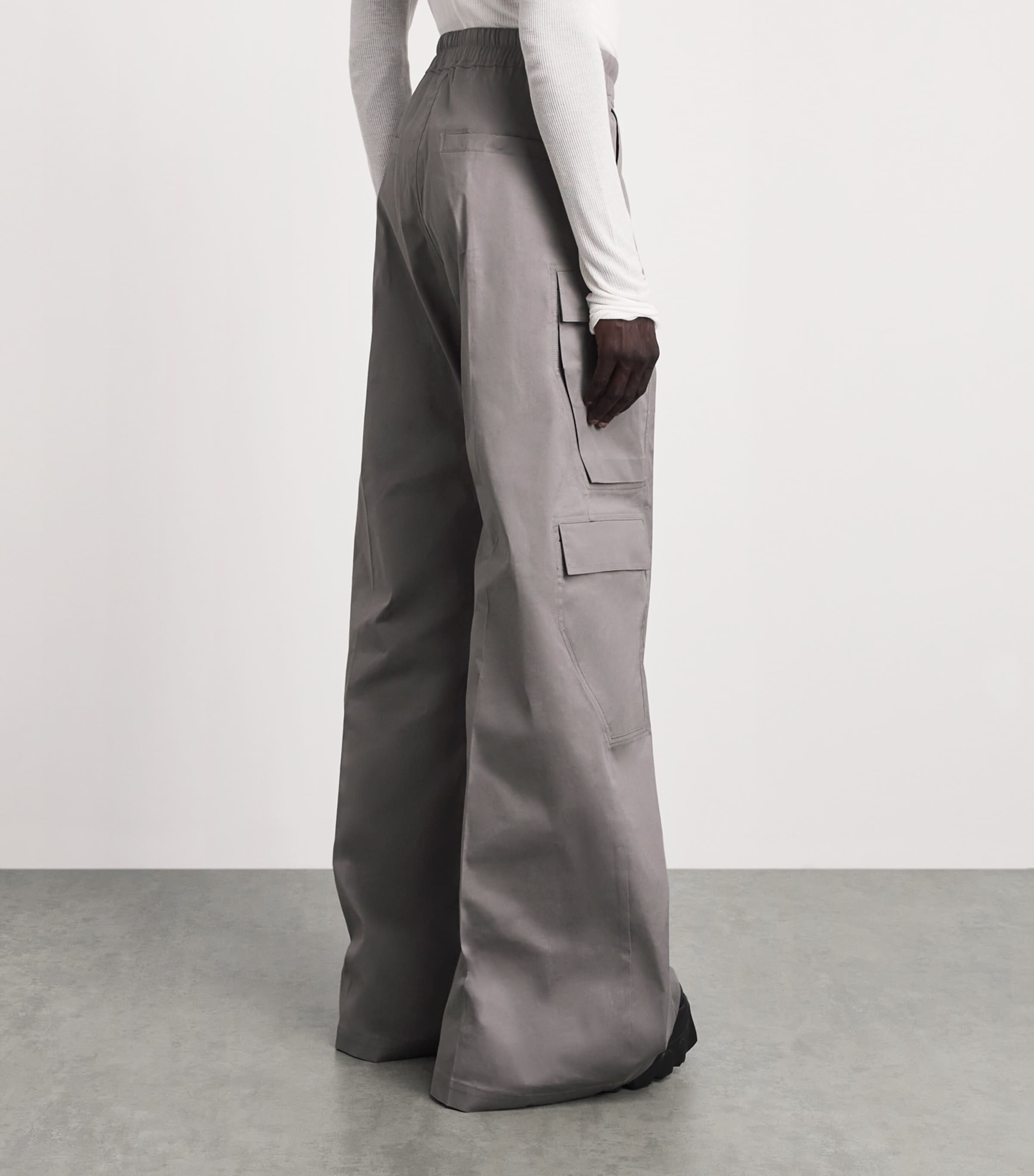 Rick Owens Mens Cargobelas Wide-Leg Trousers Steel Image 5