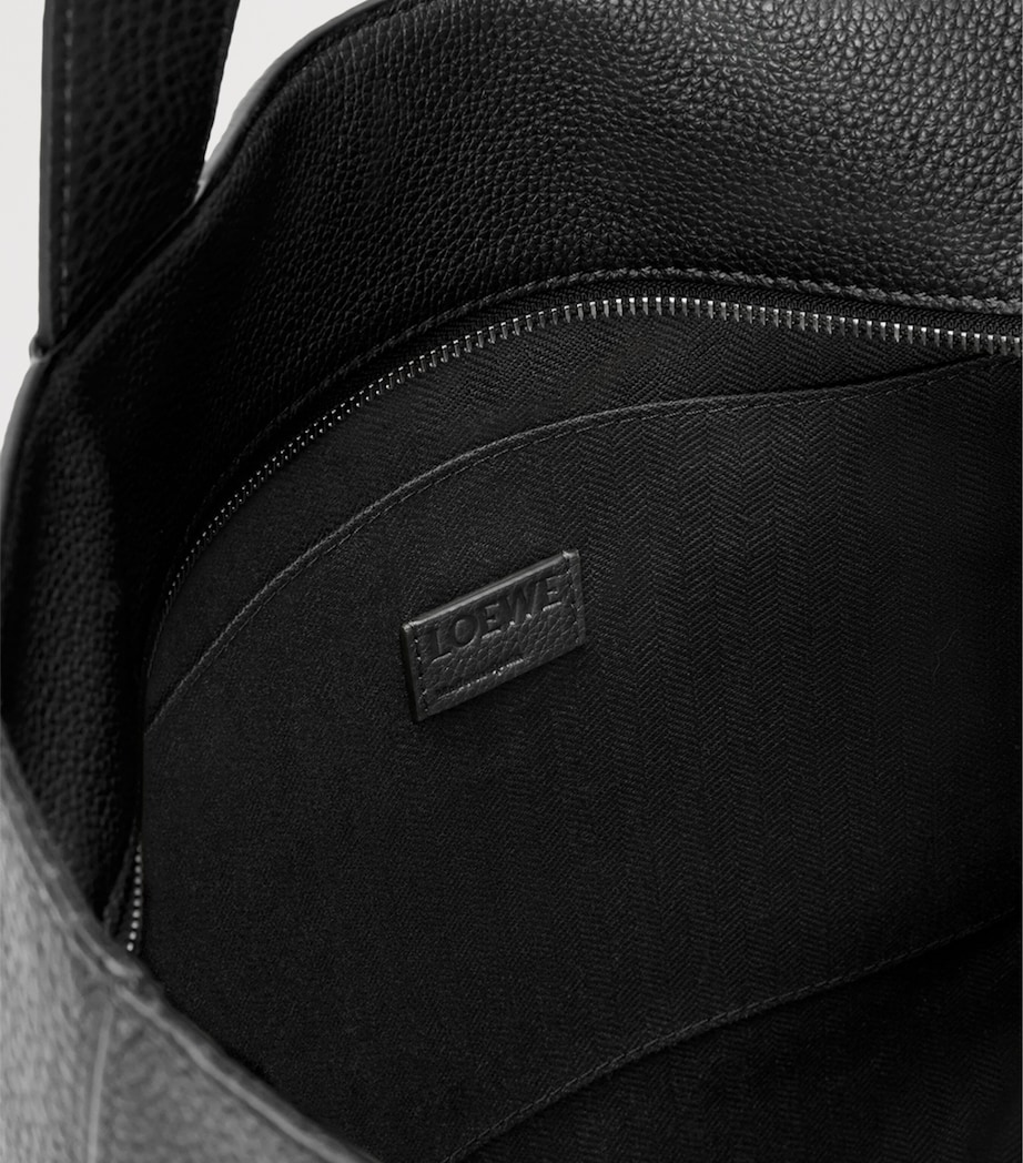 Grained Calfskin Loop Tote Bag BLACK Image 5