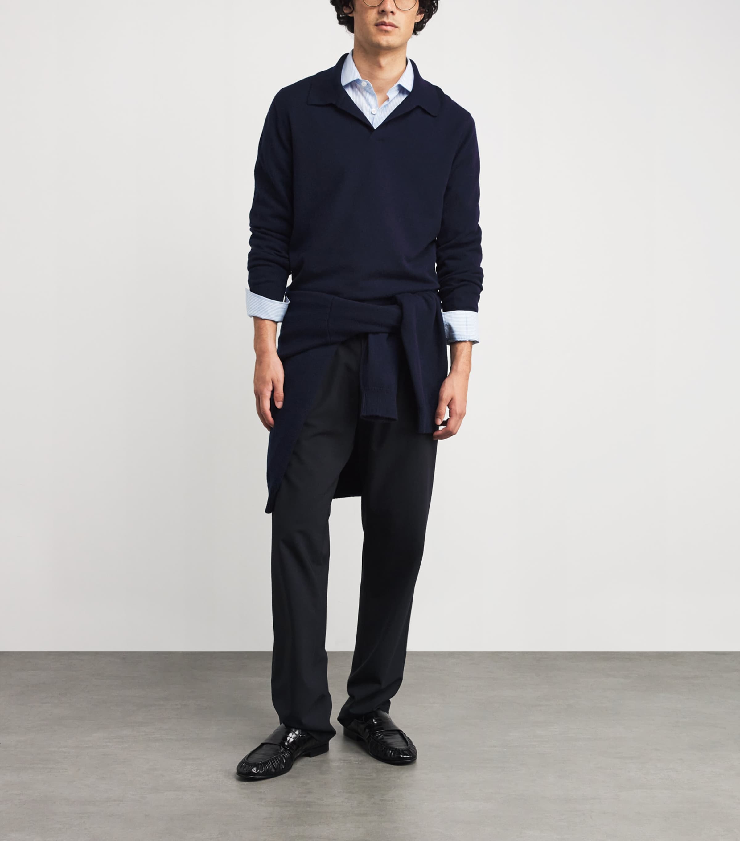 Cashmere Polo Sweater T&D NAVY Image 2