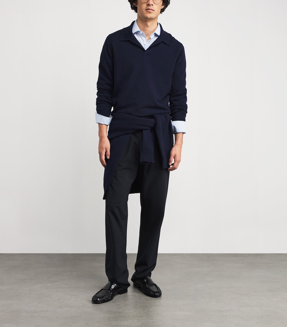 Cashmere Polo Sweater T&D NAVY Image 2